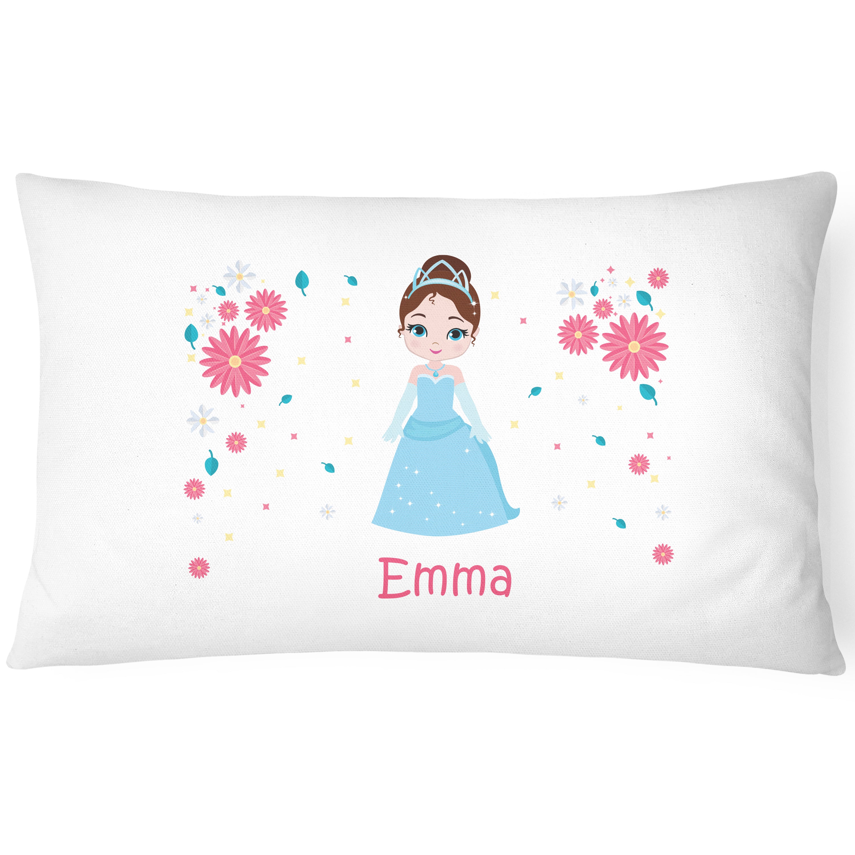 Personalised Princess Pillowcase Children Printed Gift Custom Print - Light Blue