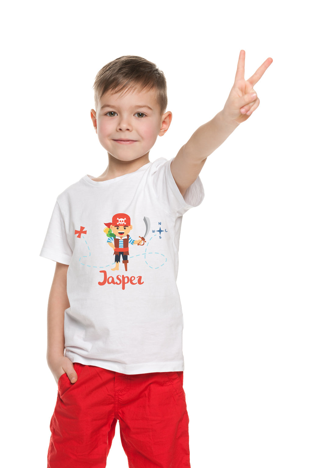 Personalised Pirate T-Shirt - Red