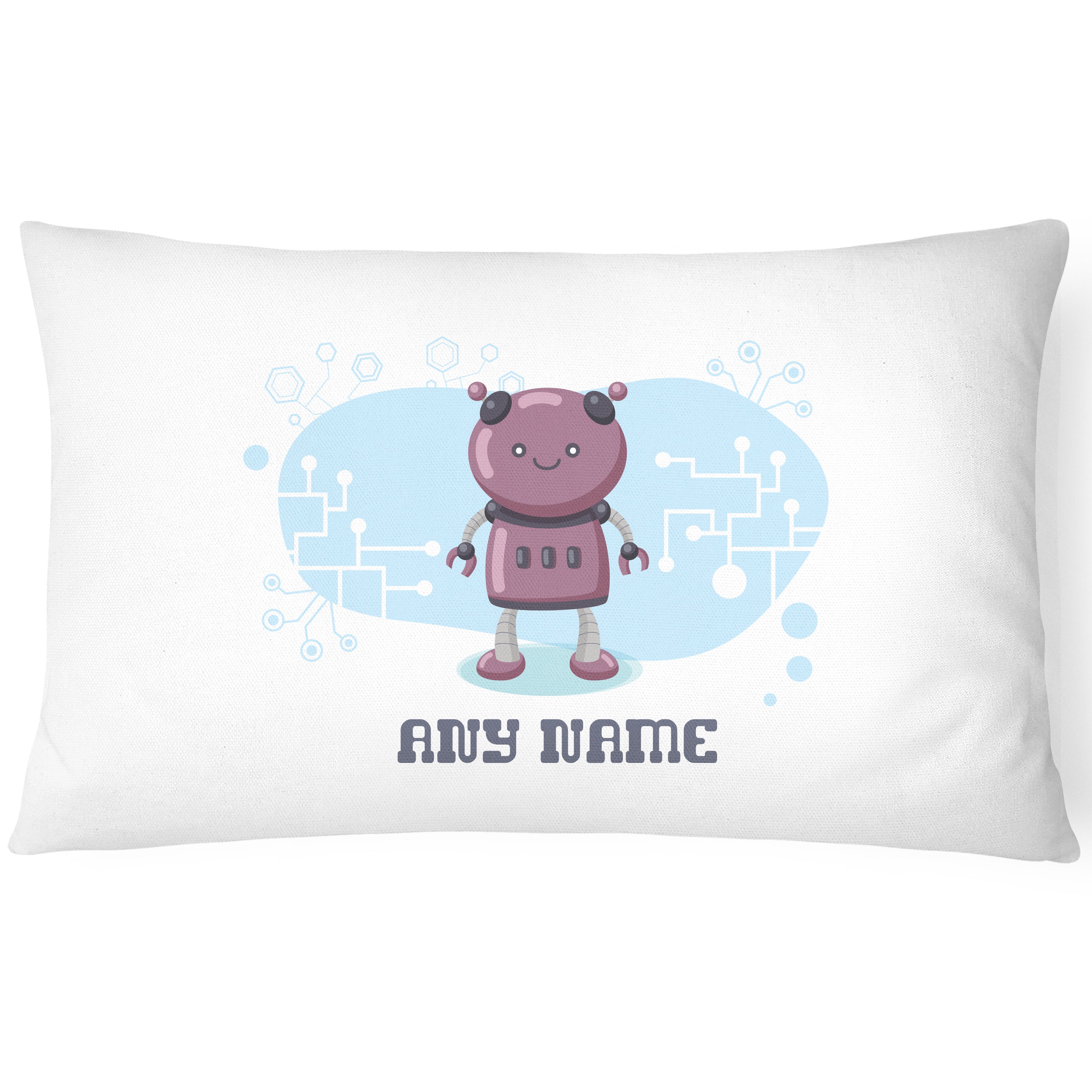 Personalised Robot Pillowcase Children Printed Gift Custom Print - Purple