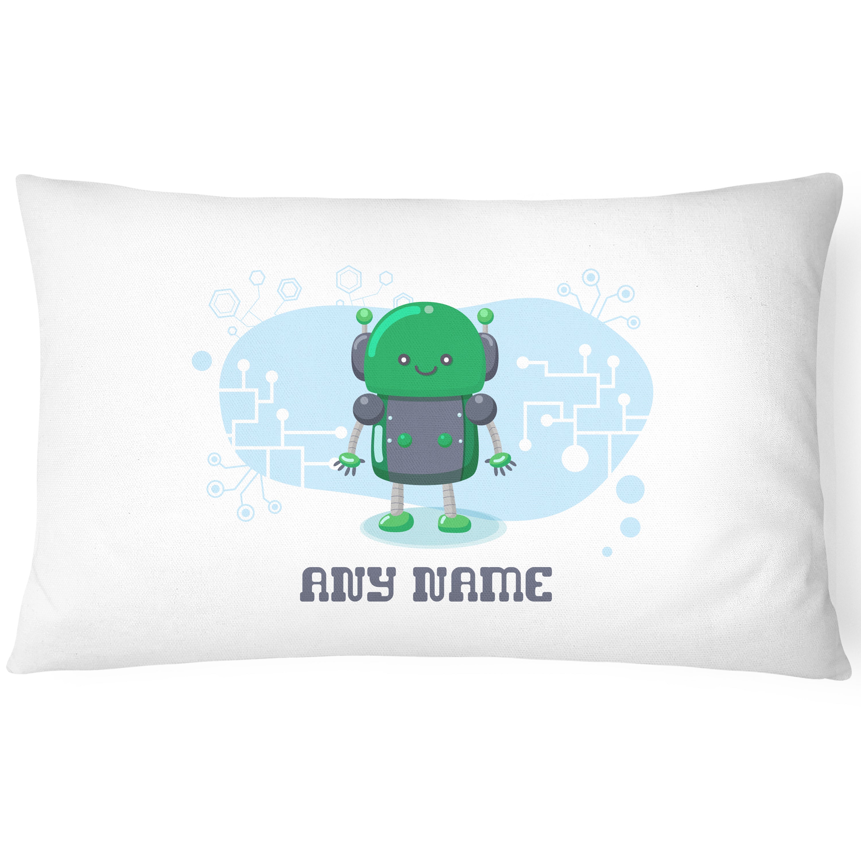 Personalised Robot Pillowcase Children Printed Gift Custom Print - Green