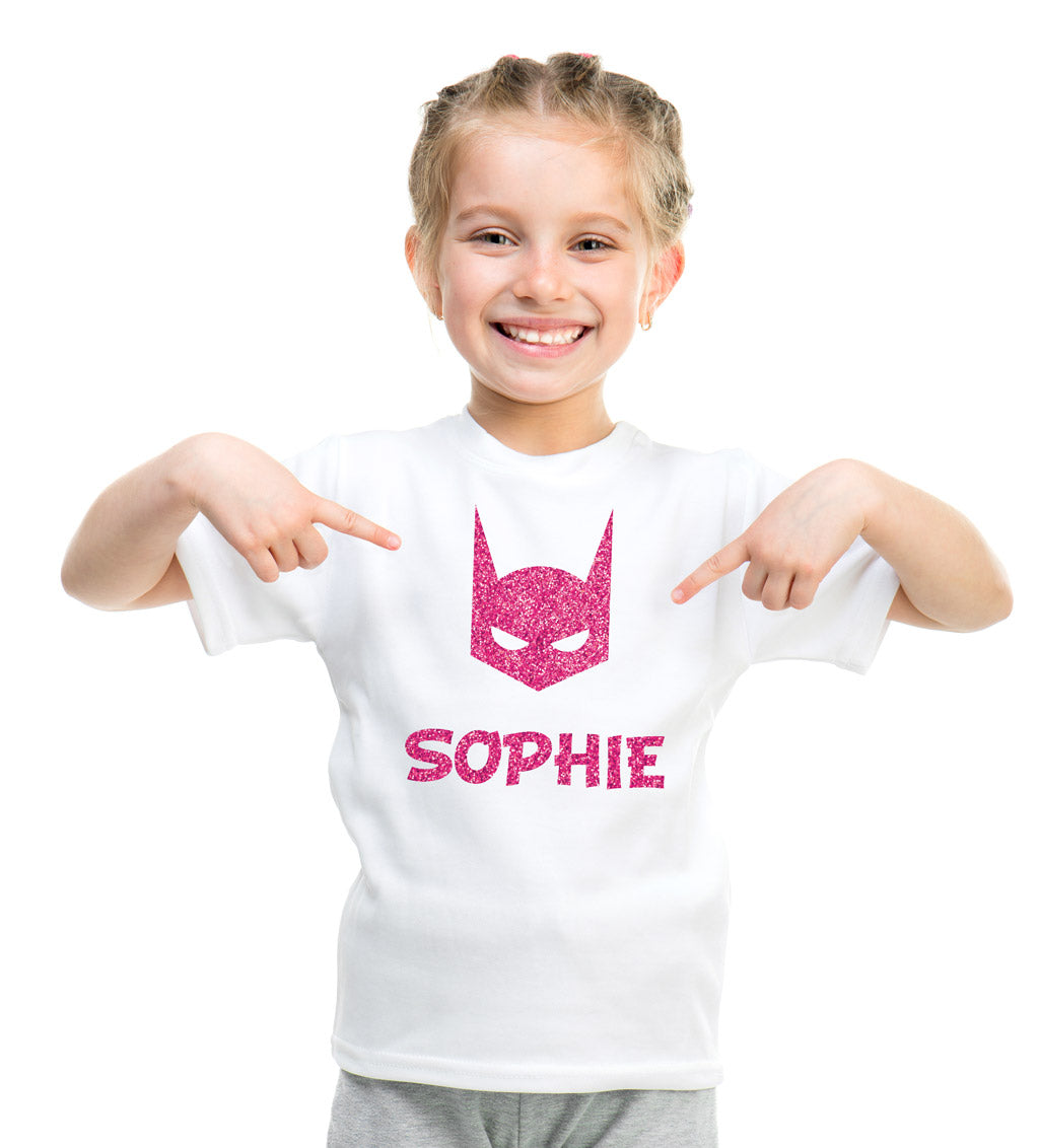 Personalised Superhero Mask T-Shirt - Pink