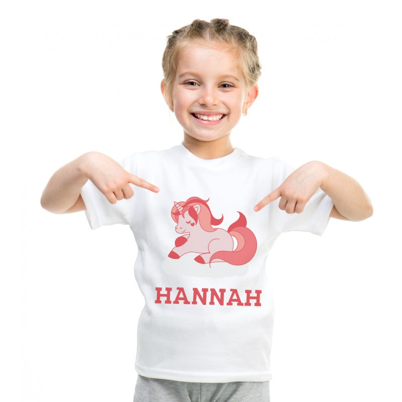 Personalised Kids T-Shirt - Comfy - Pink Unicorn