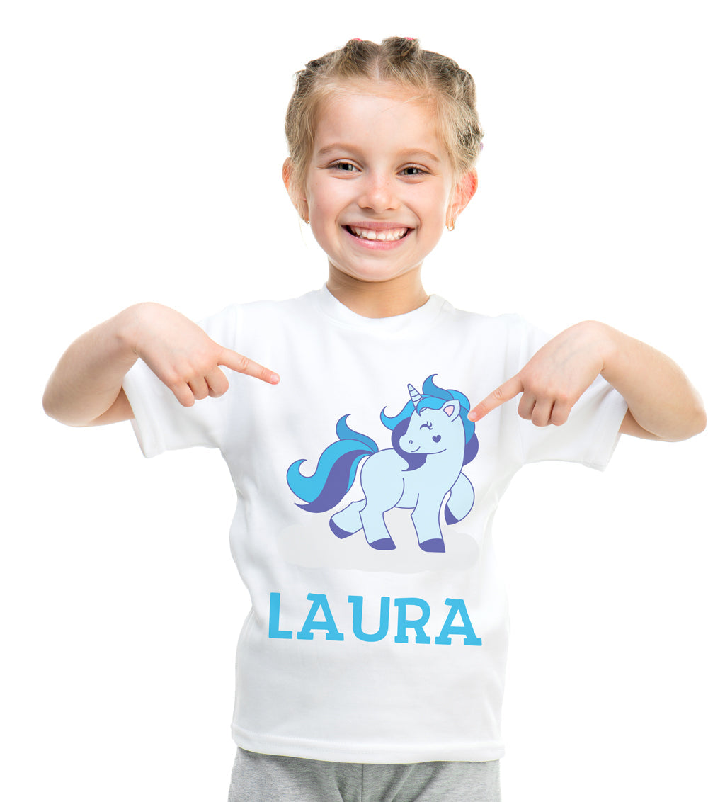 Personalised Unicorn T-Shirt - Blue