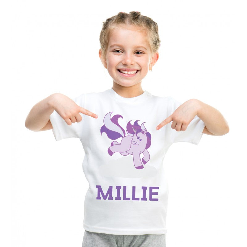 Personalised Kids T-Shirt - Purple Unicorn