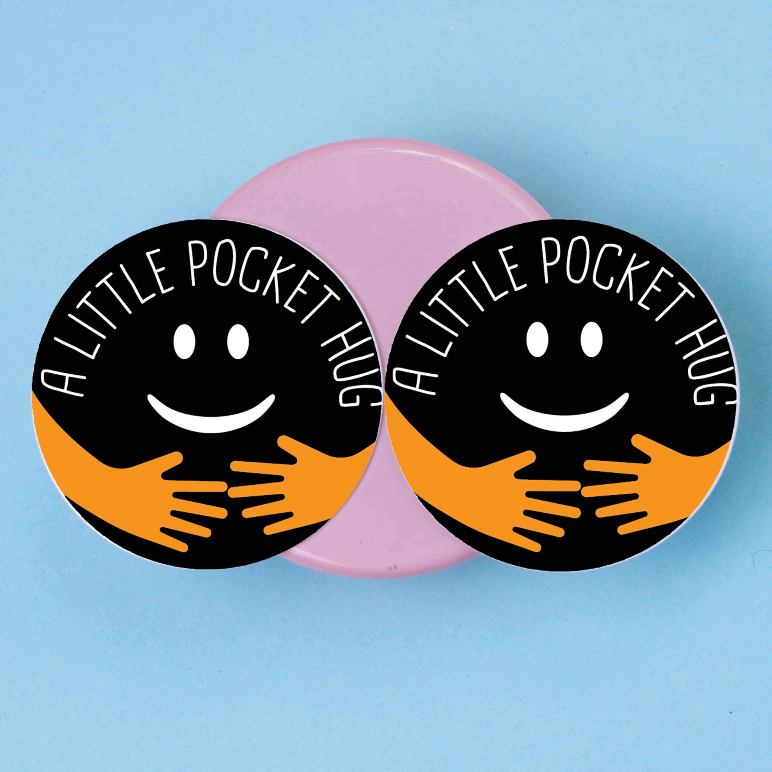 Metal Pocket Hug Tokens - Gift for Her for Him Friends Mum Dad - Black + Orange
