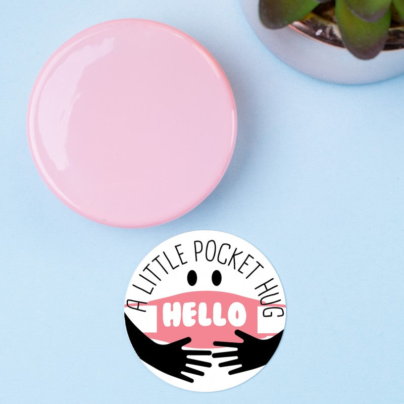 Metal Pocket Hug Tokens - Gift for Her for Him Friends Mum Dad - Pink Hugs