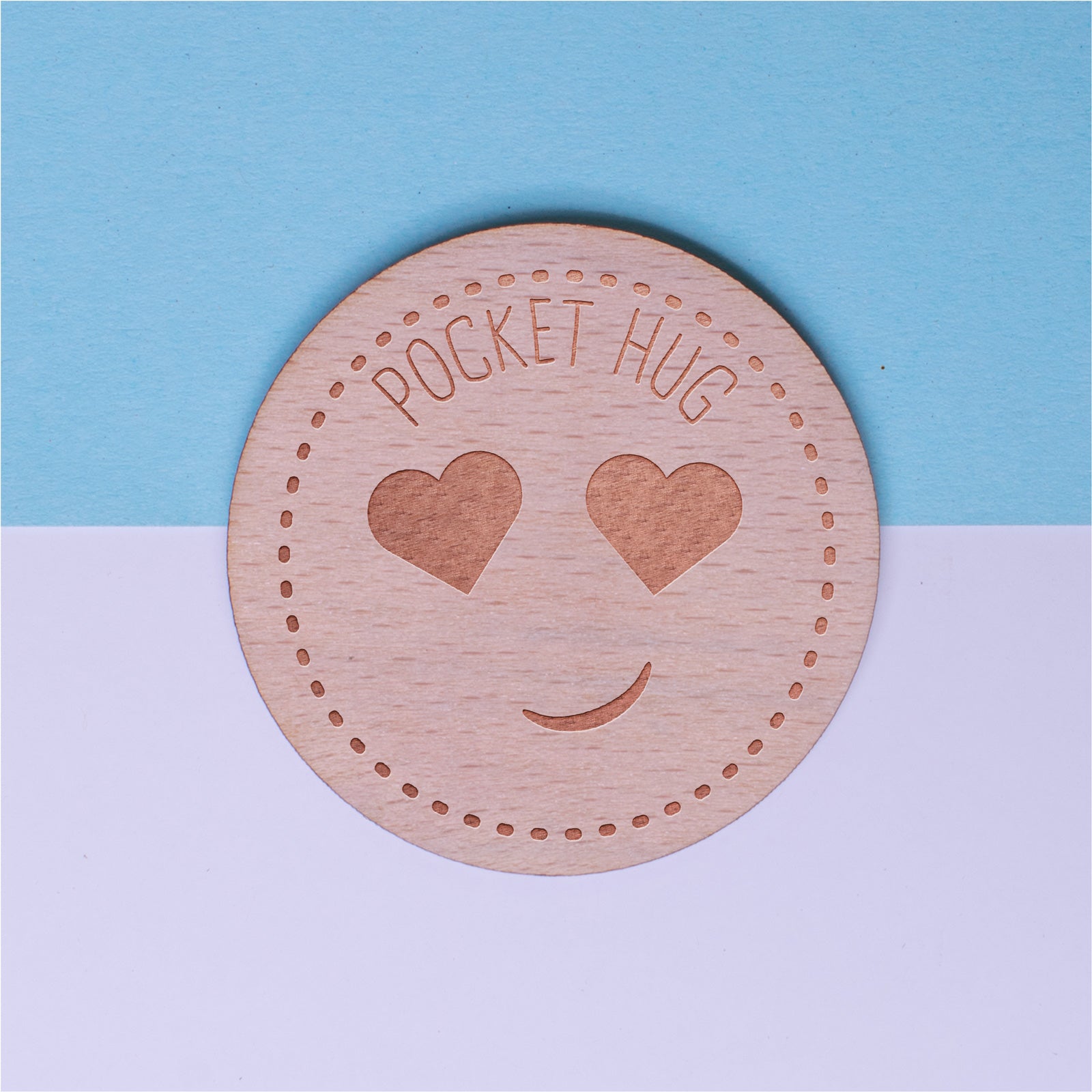 Wood Pocket Hug Tokens - Gift for Her for Him Friends Mum Dad - Smiley
