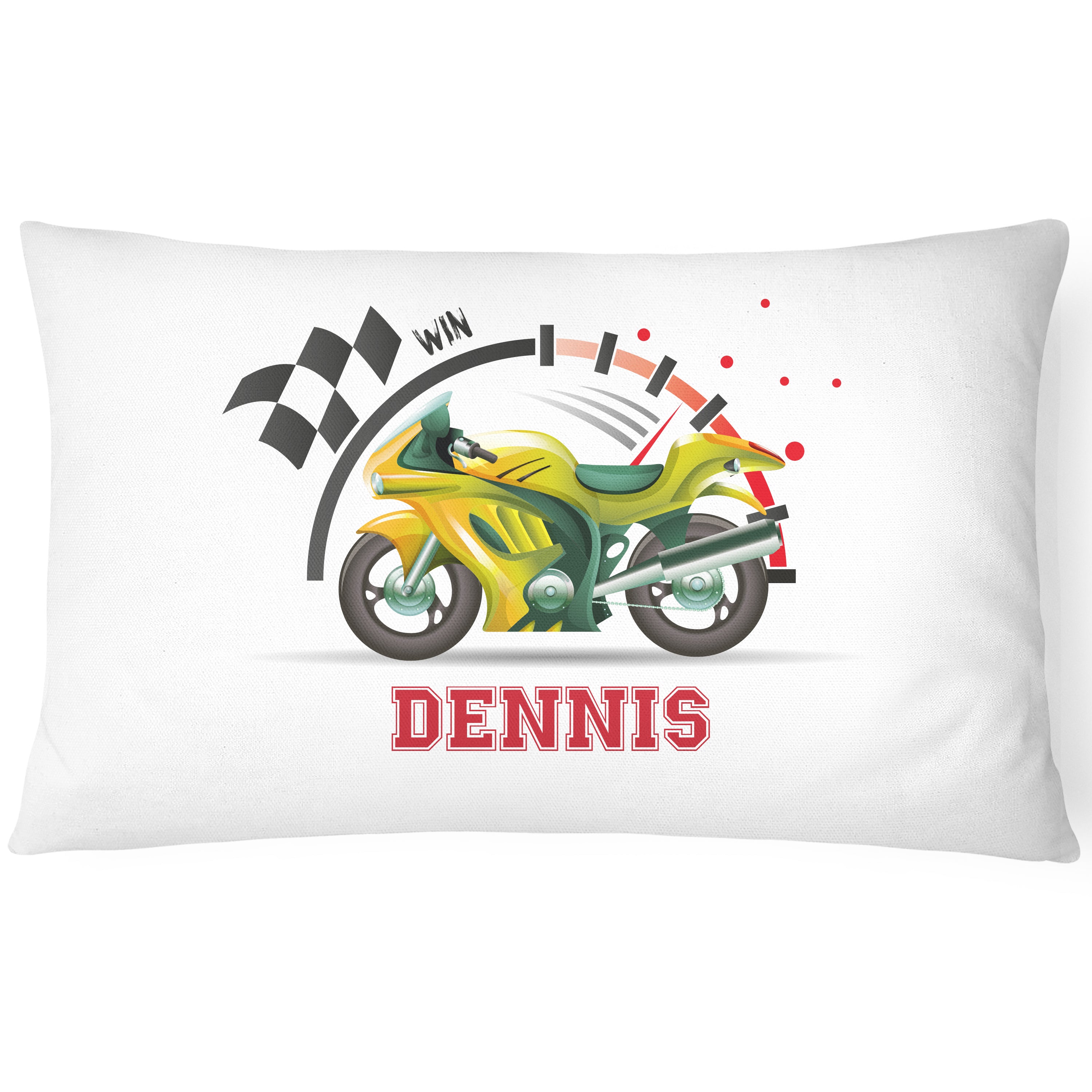 Personalised MotorBike Pillowcase - Yellow