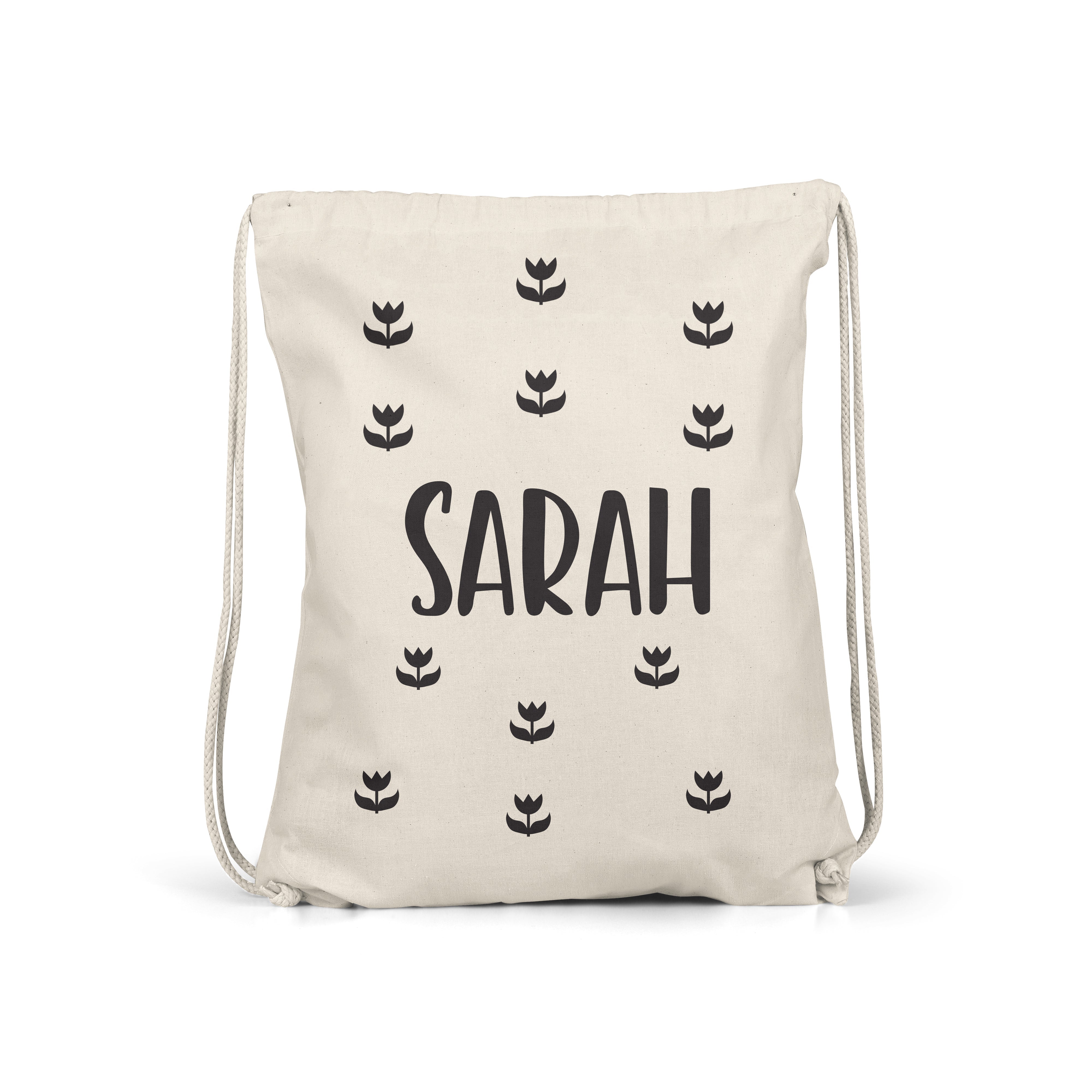 Personalised Name Kids Drawstring Gym Bag - Black