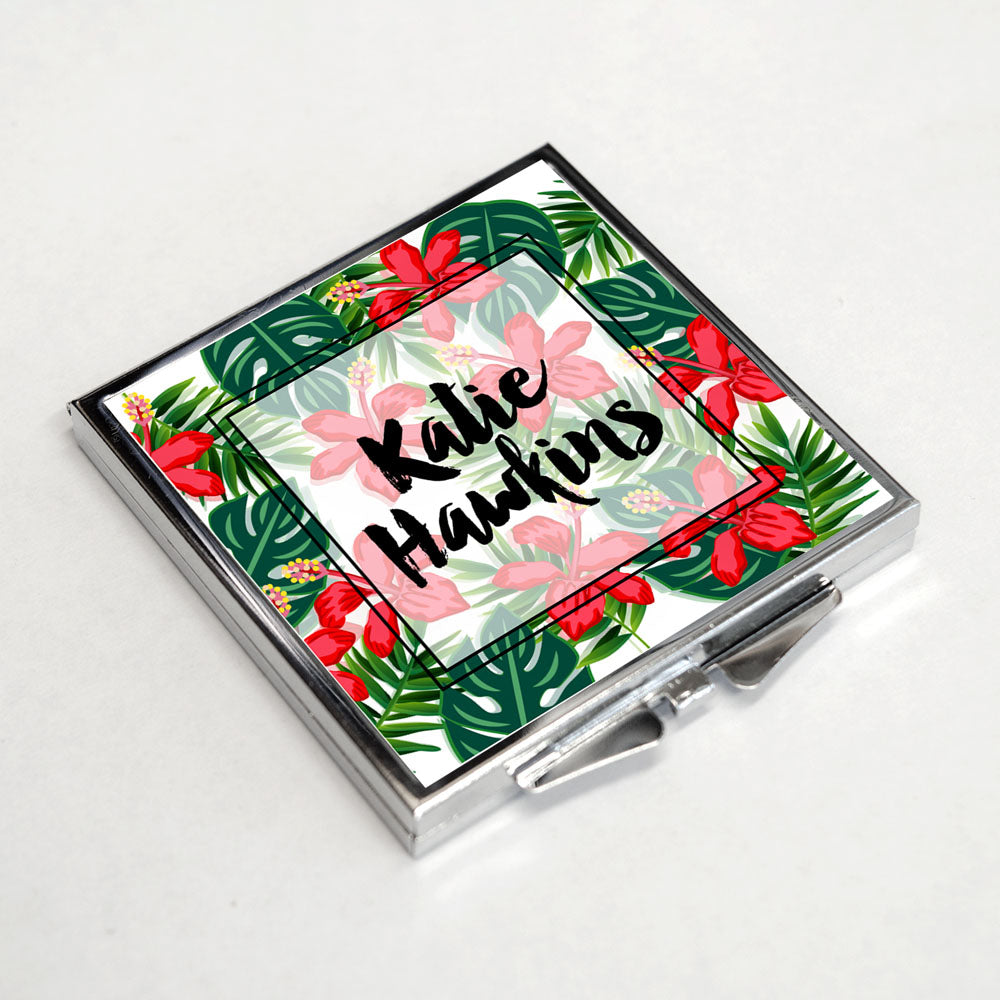 Personalised Pocket Mirror - Rectangle - Red / Green