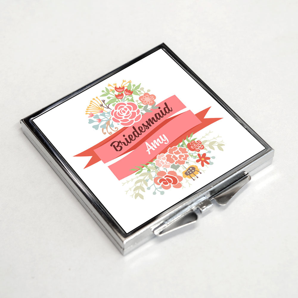 Personalised Pocket Mirror - Rectangle - Ribbons