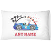 Race Car Pillowcase for Kids - Personalise With Any Name - Perfect Children's Gift - Blue