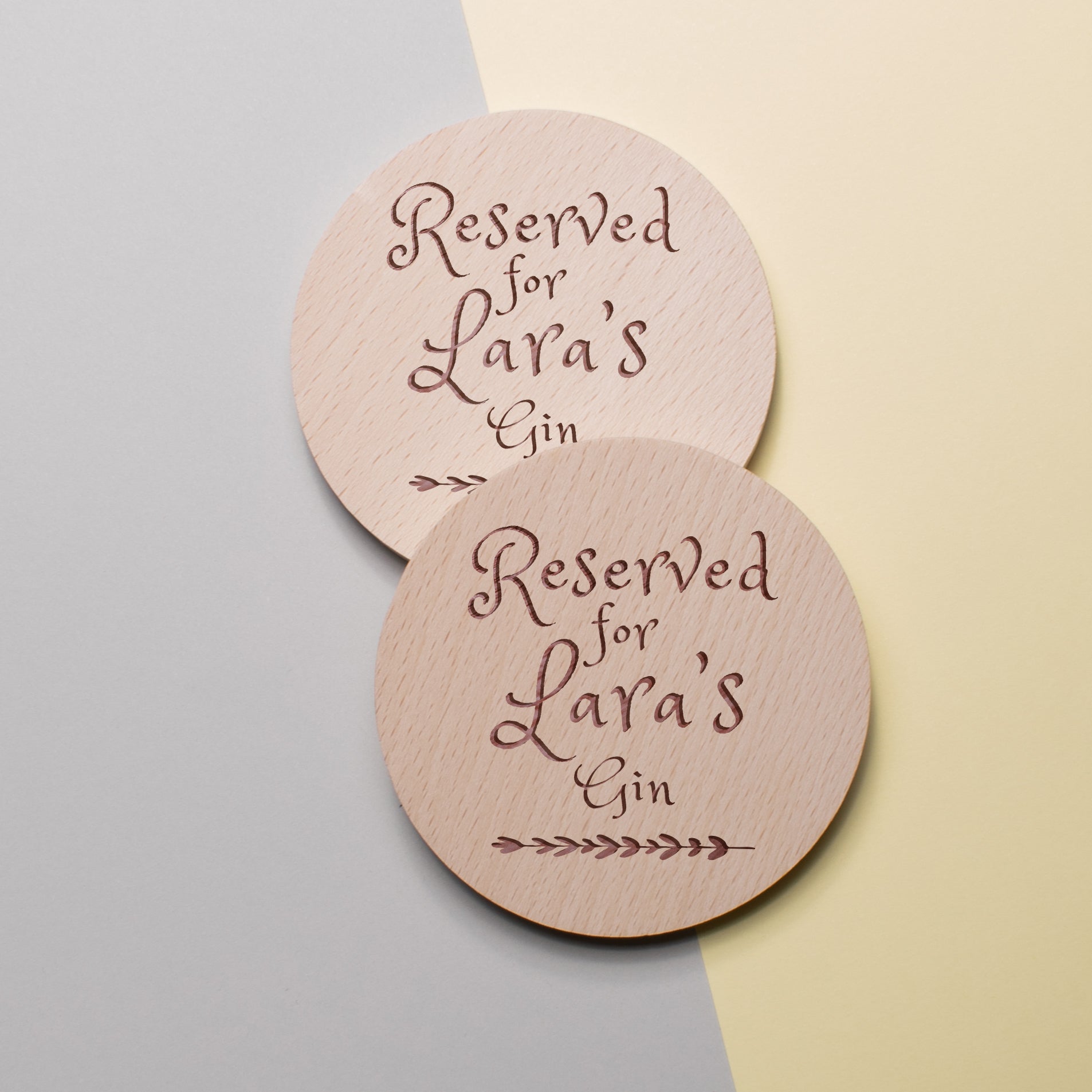 Personalised Pine Engraved Coaster Round - Greek