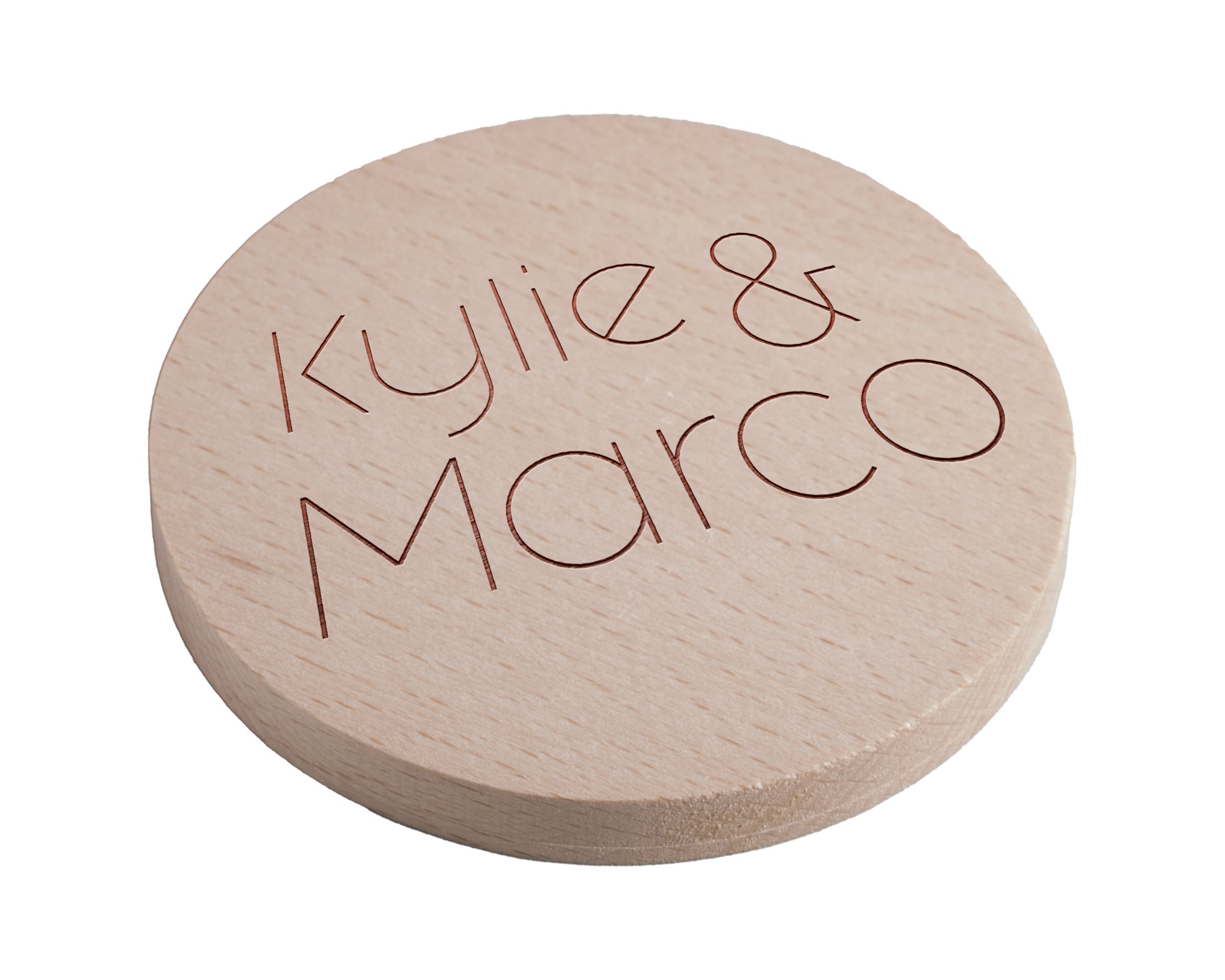 Personalised Pine Engraved Coaster Round - Modern