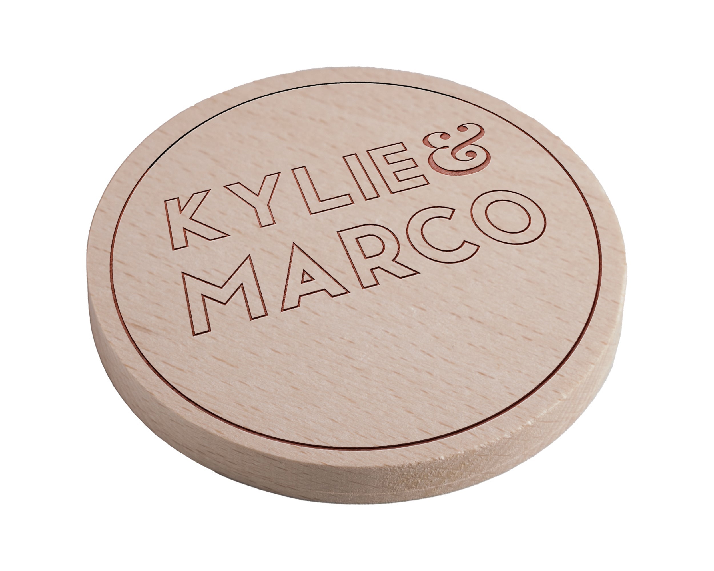 Personalised Pine Engraved Coaster Round - Effect