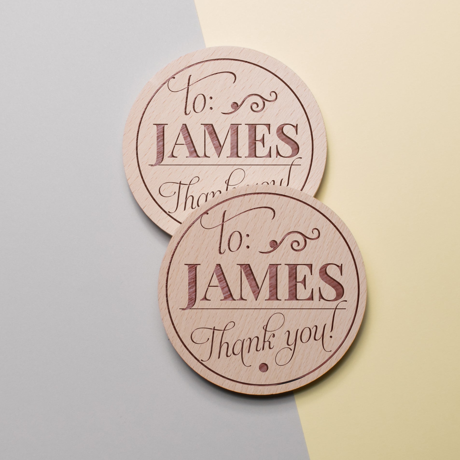 Personalised Pine Engraved Coaster Round - Larger