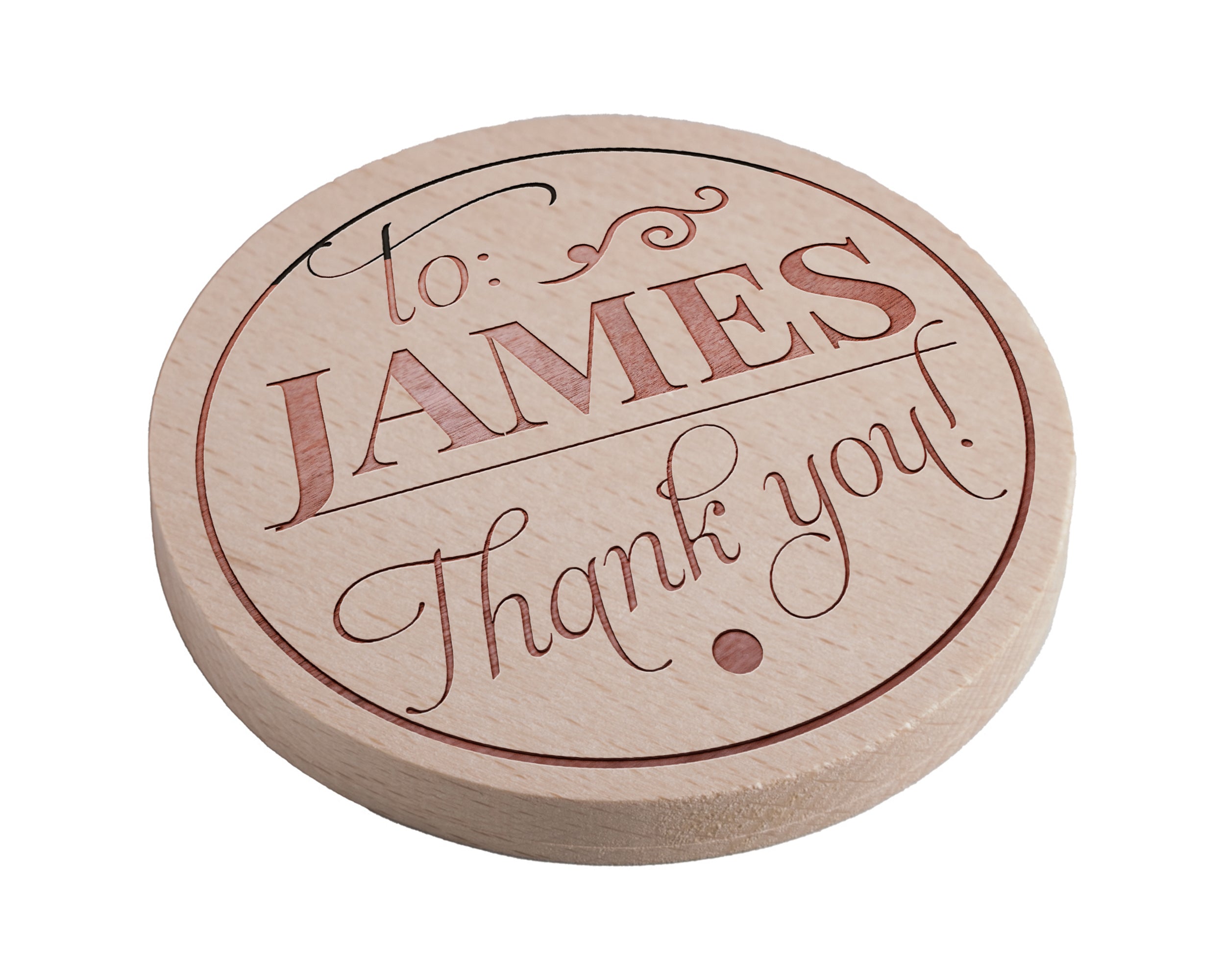 Personalised Pine Engraved Coaster Round - Larger