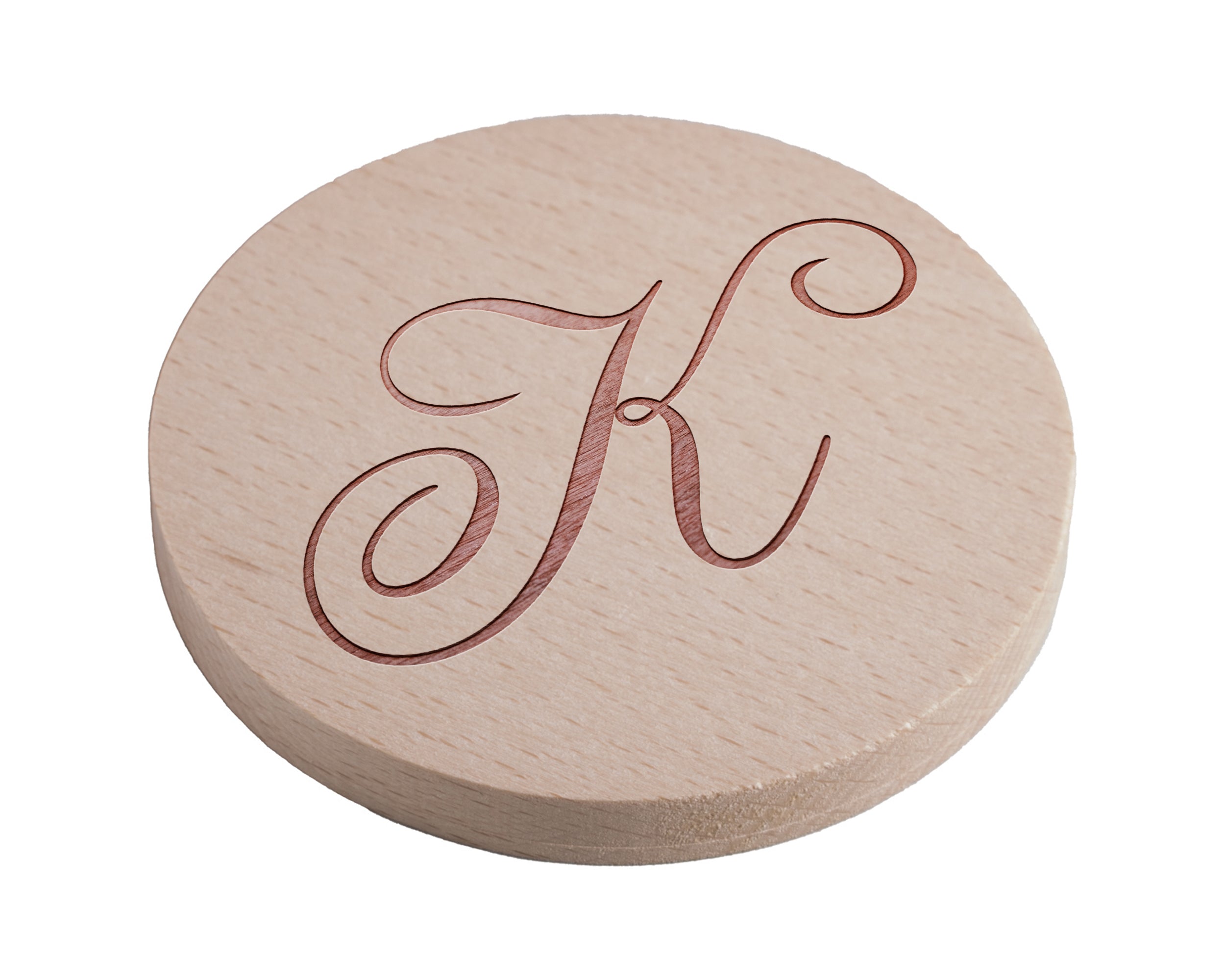 Personalised Pine Engraved Coaster Round - Cursive