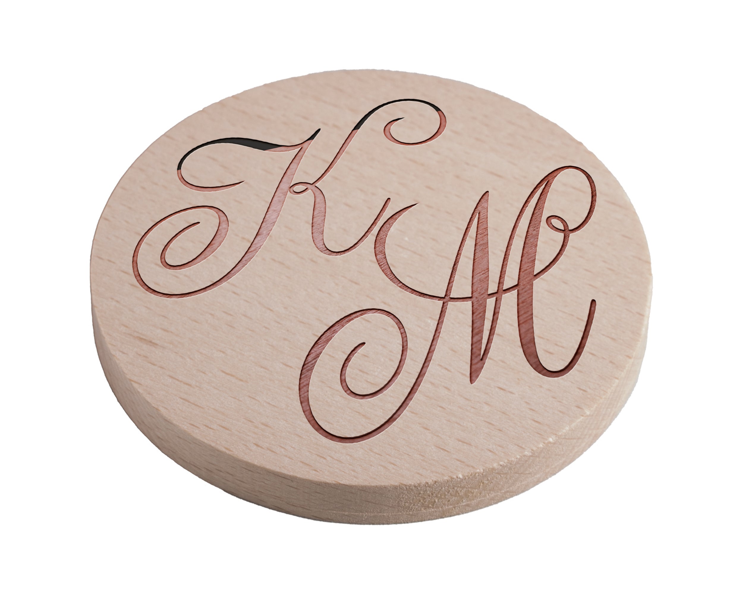 Personalised Pine Engraved Coaster Round - Fancy