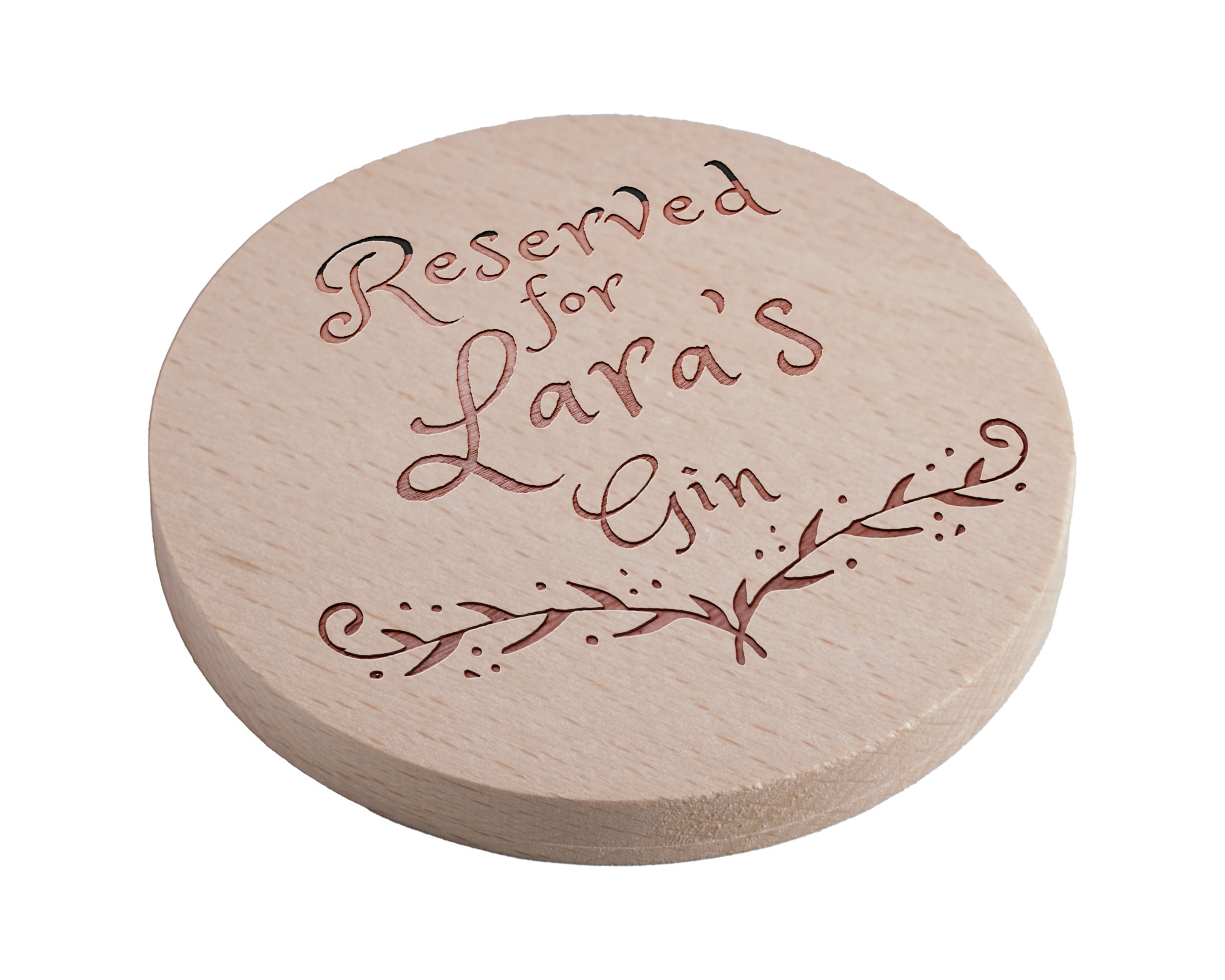 Personalised Pine Engraved Coaster Round - Gin Special