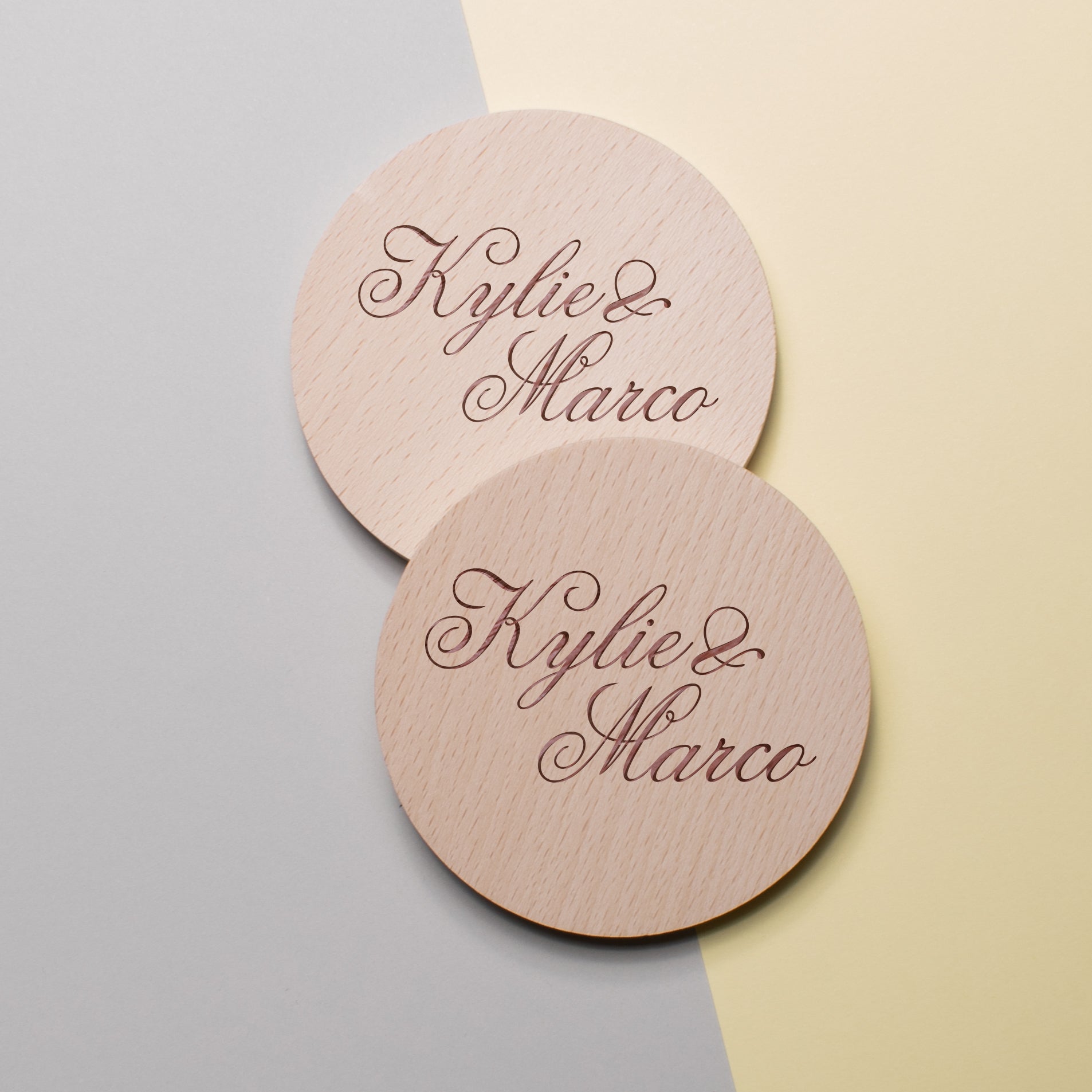 Personalised Pine Engraved Coaster Round -Script Special