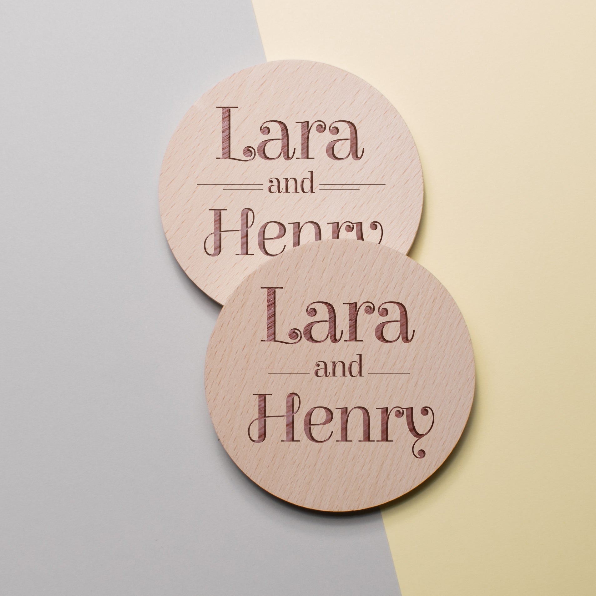 Copy of Personalised Pine Engraved Coaster Round - Vanilla