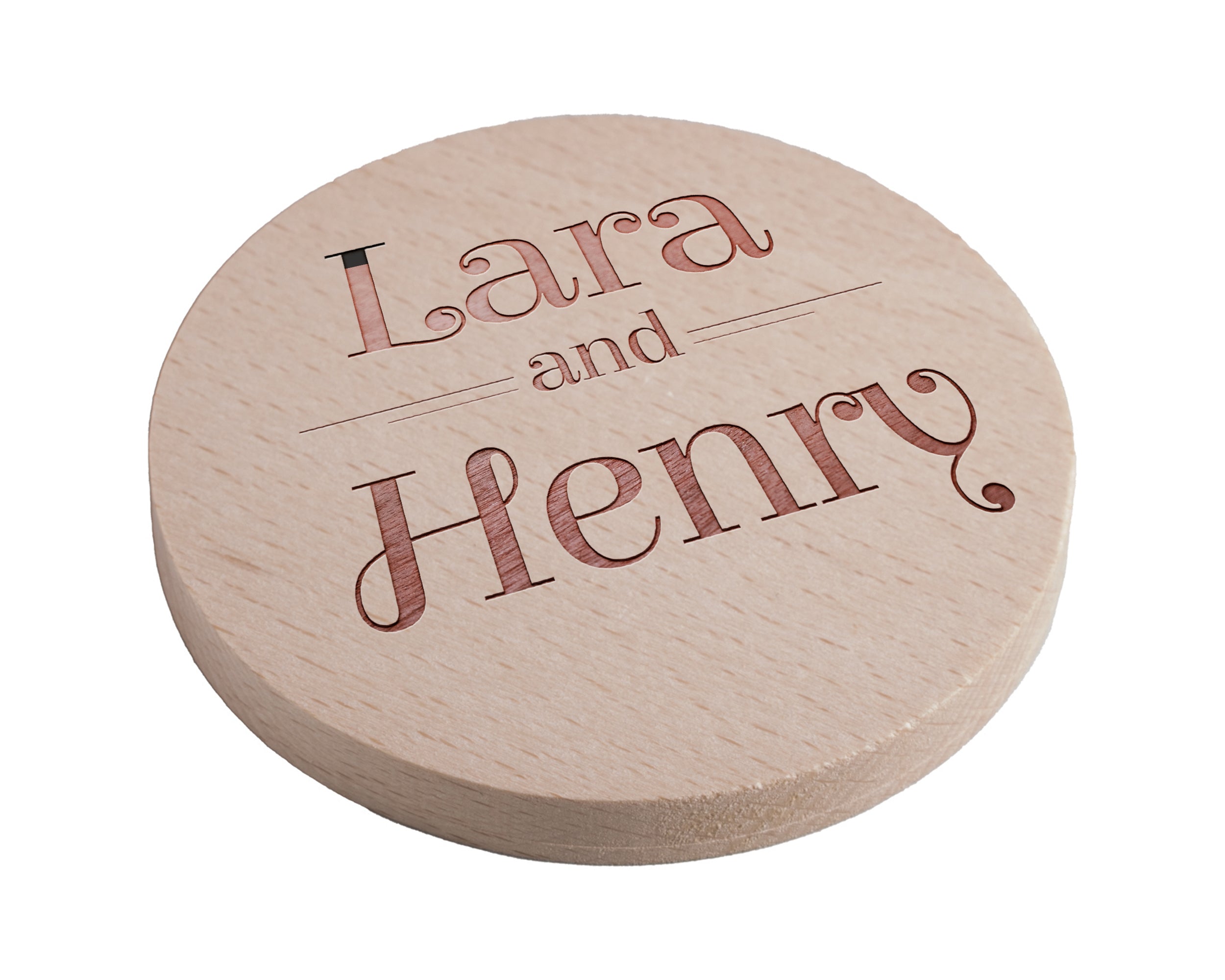 Copy of Personalised Pine Engraved Coaster Round - Vanilla