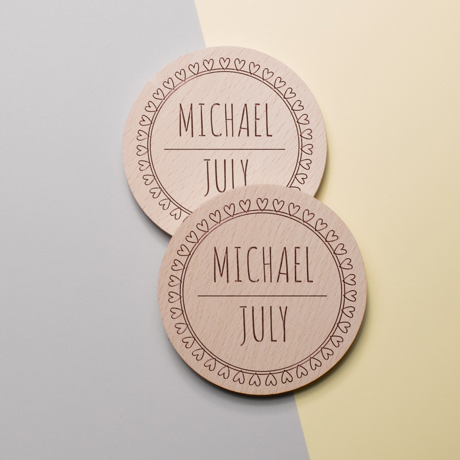 Personalised Pine Engraved Coaster Round - Patterns