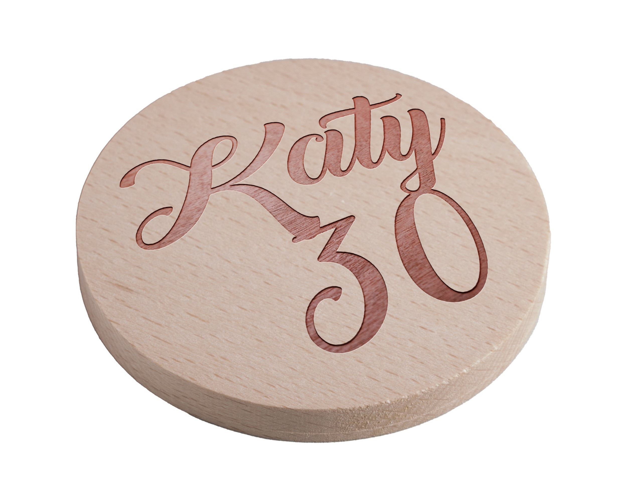 Personalised Pine Engraved Coaster Round - Numerous Numbers