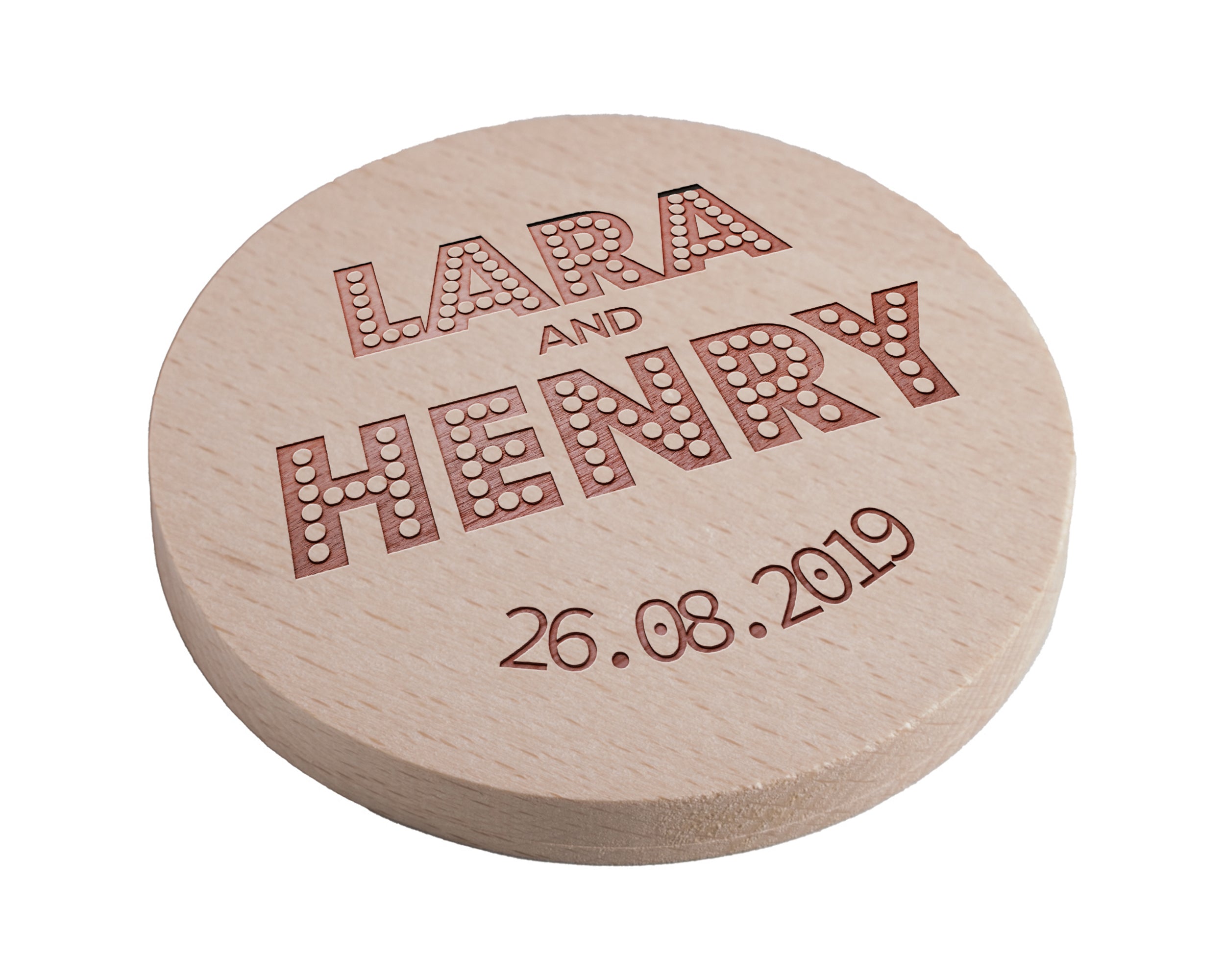 Personalised Pine Engraved Coaster Round - Effect