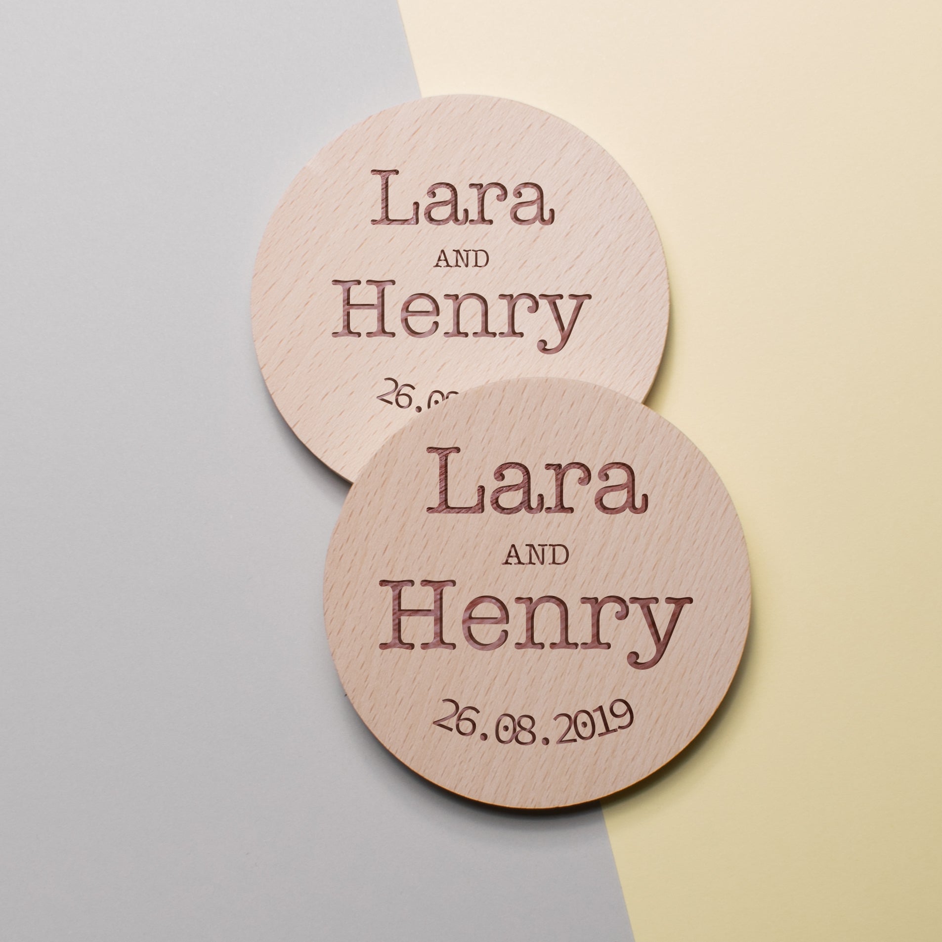 Personalised Pine Engraved Coaster Round - The Typist