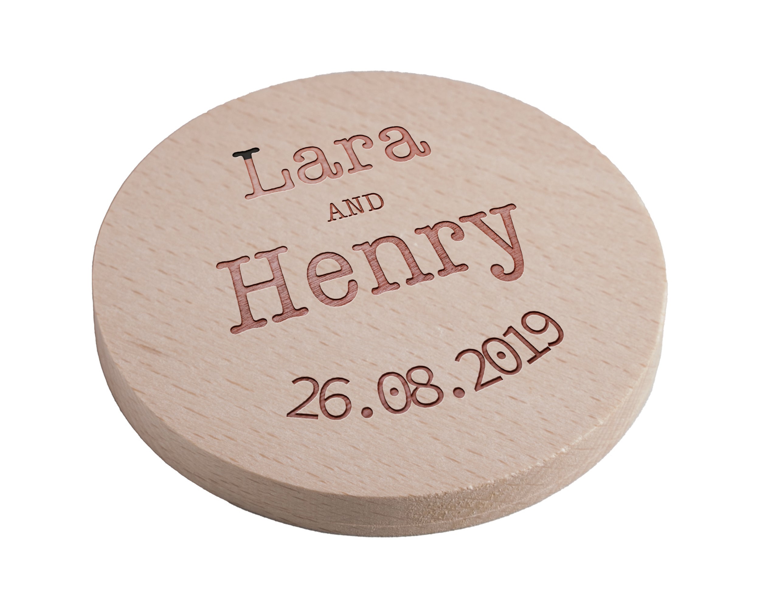 Personalised Pine Engraved Coaster Round - The Typist