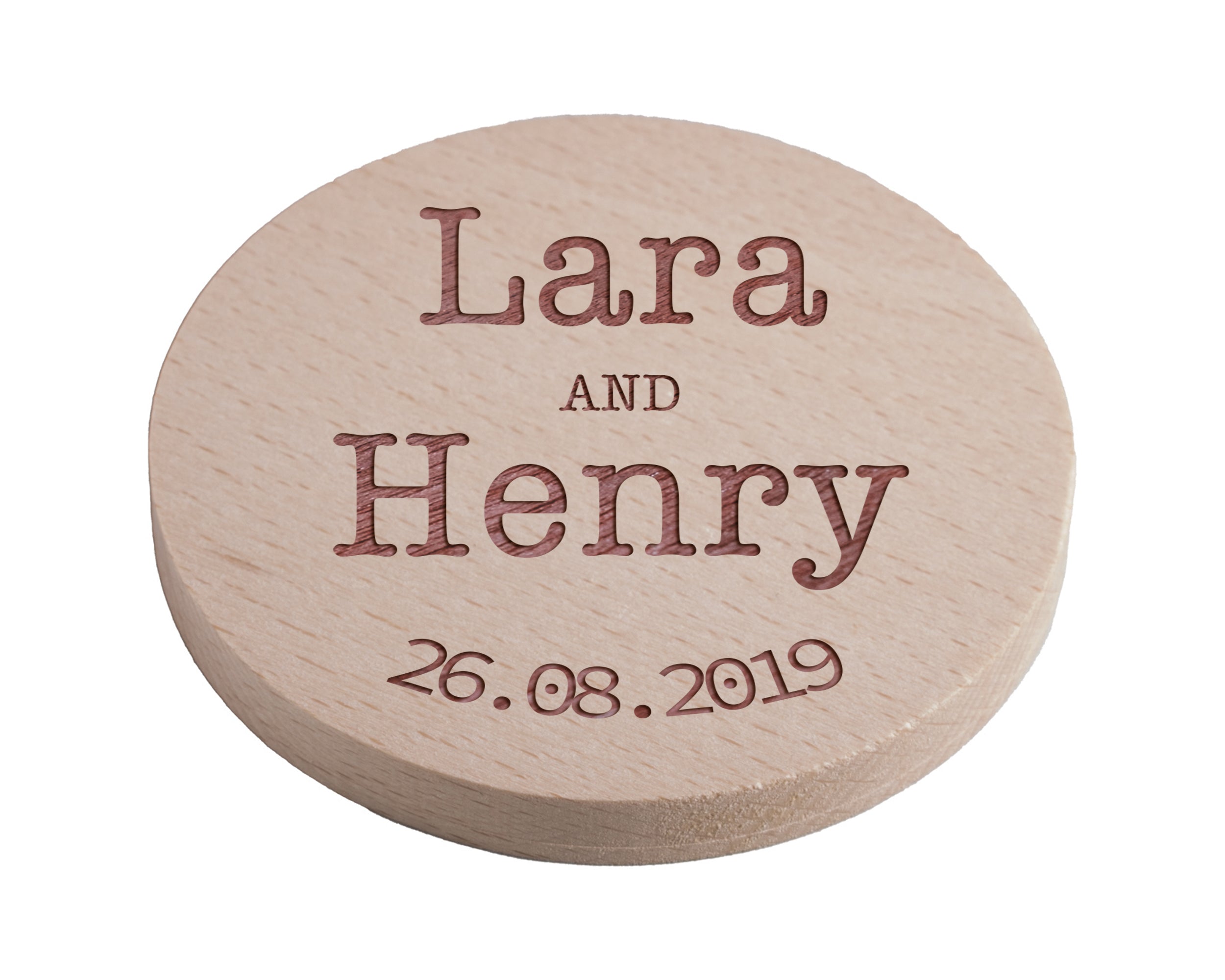 Personalised Pine Engraved Coaster Round - The Typist