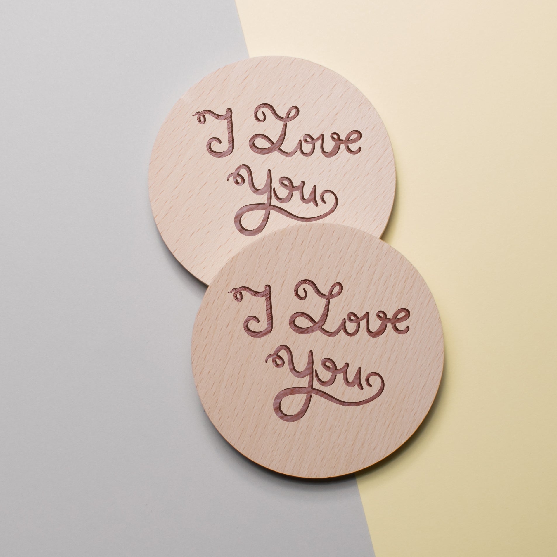 Personalised Pine Engraved Coaster Round - Scribble Special