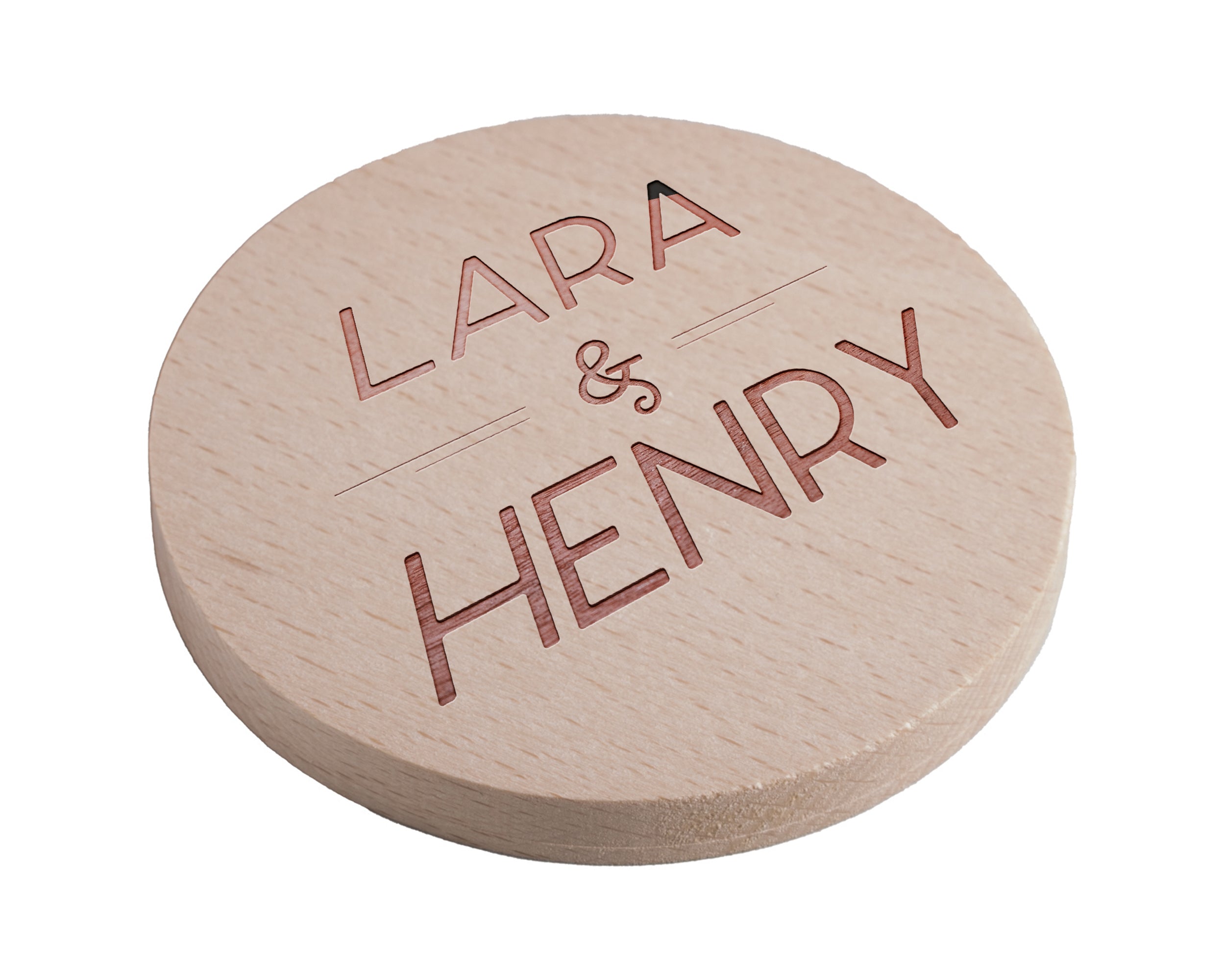 Personalised Pine Engraved Coaster Round - The Italic