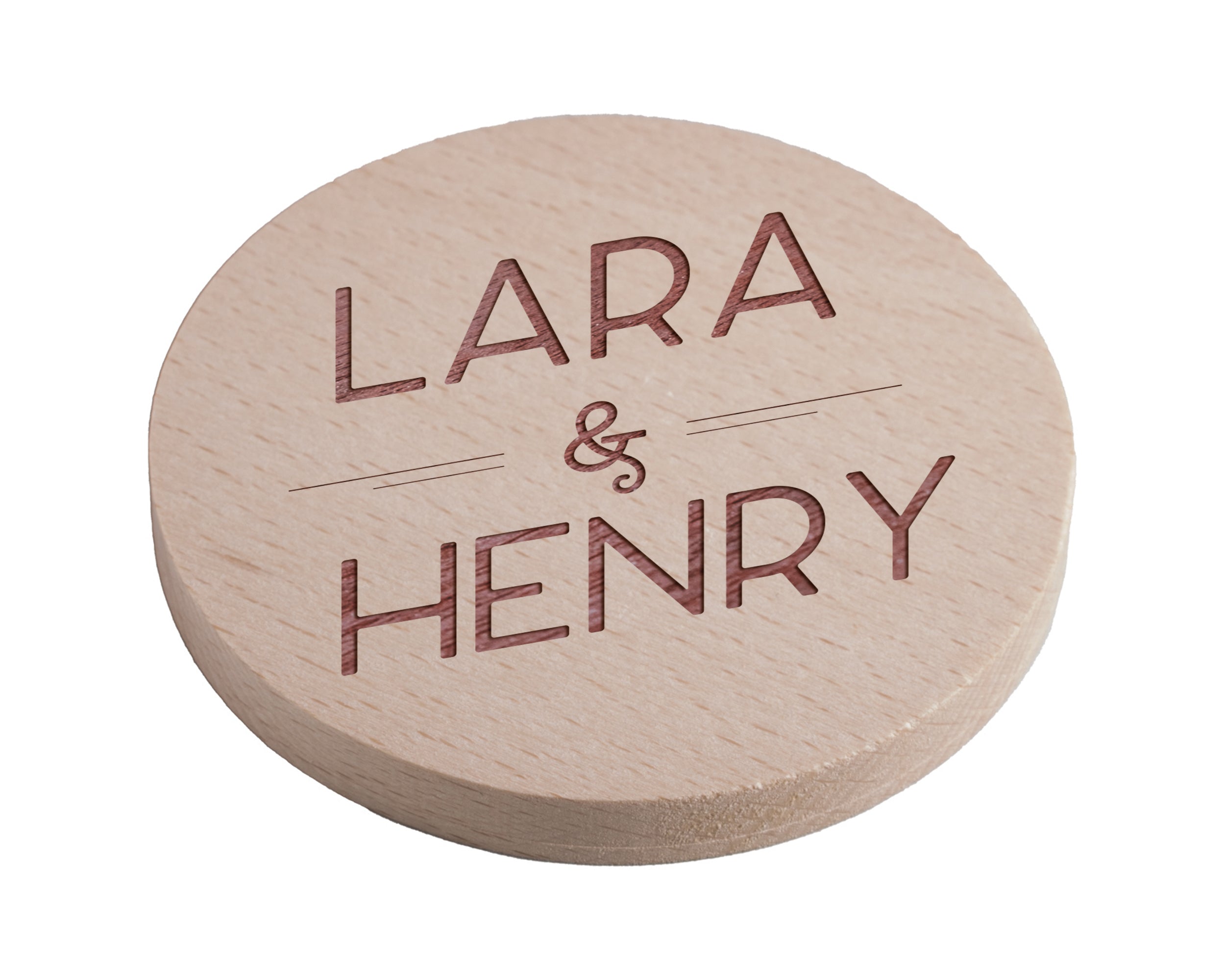 Personalised Pine Engraved Coaster Round - The Italic