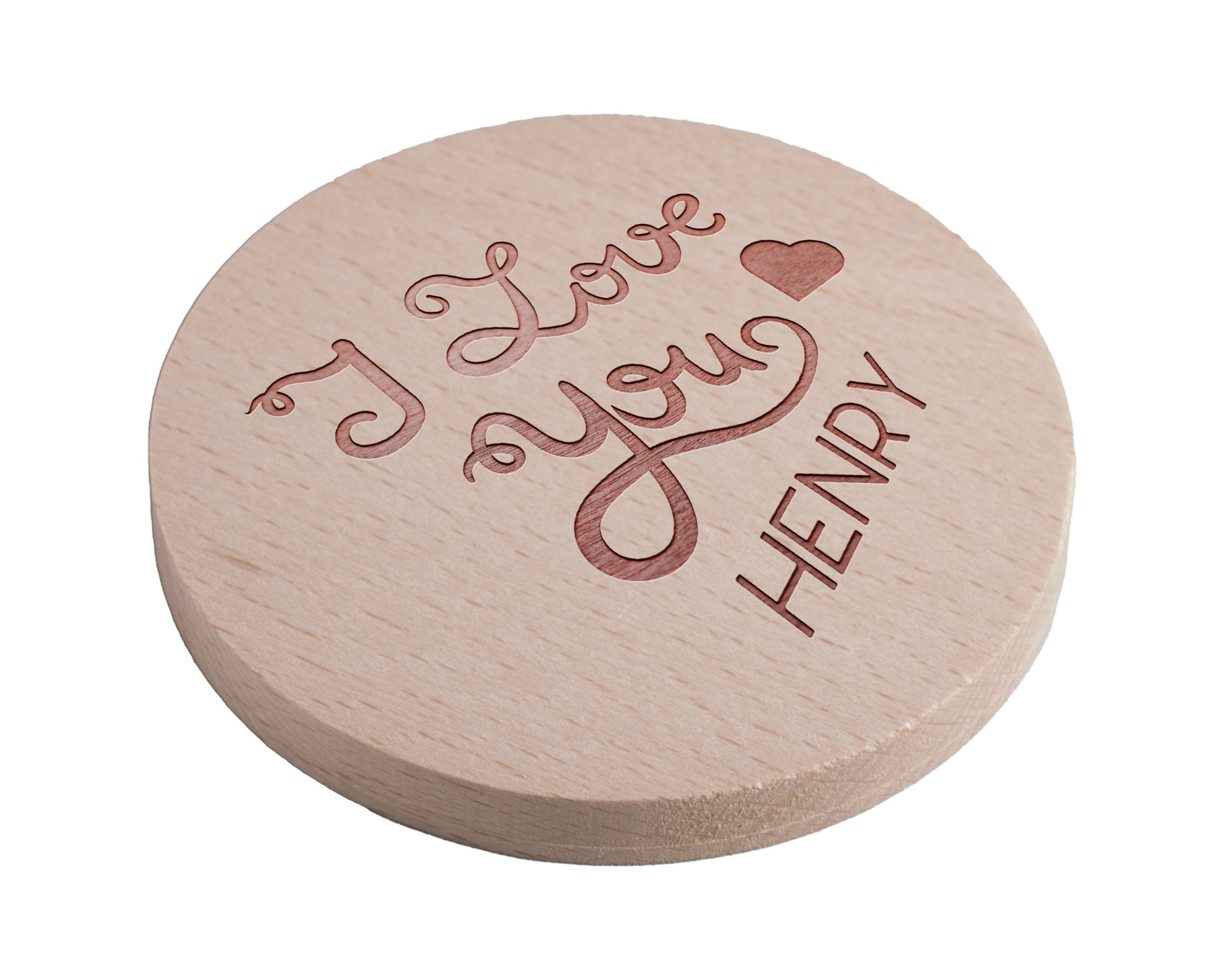 Personalised Pine Engraved Coaster Round - The Italic