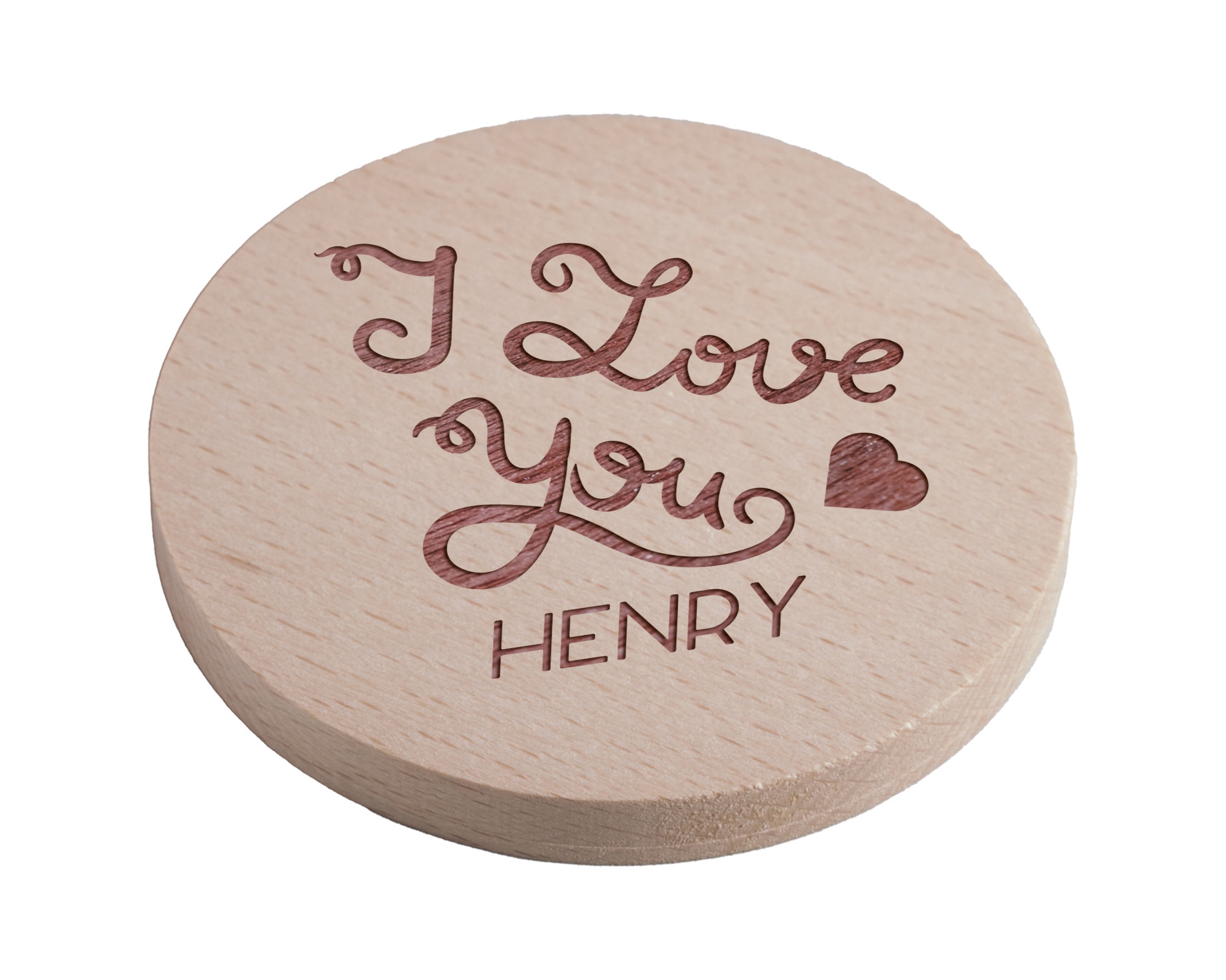 Personalised Pine Engraved Coaster Round - The Italic