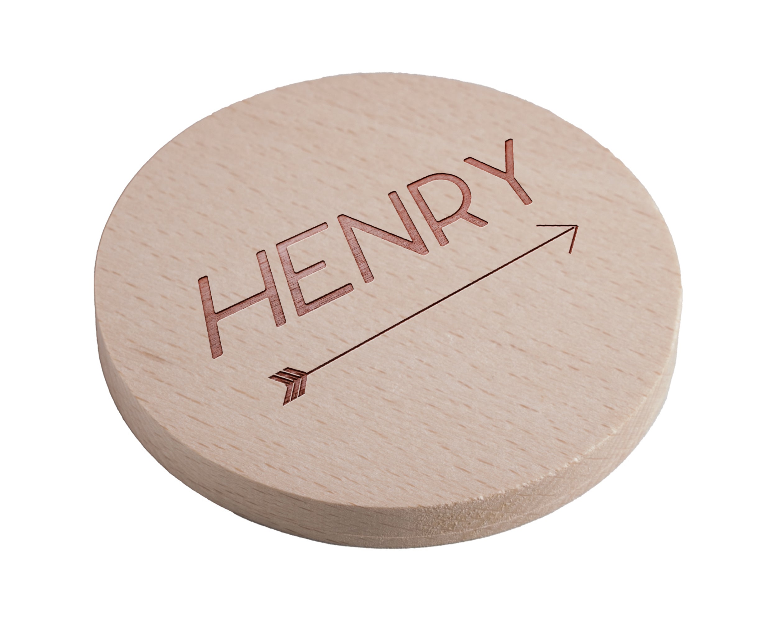 Personalised Pine Engraved Coaster Round - Arrow