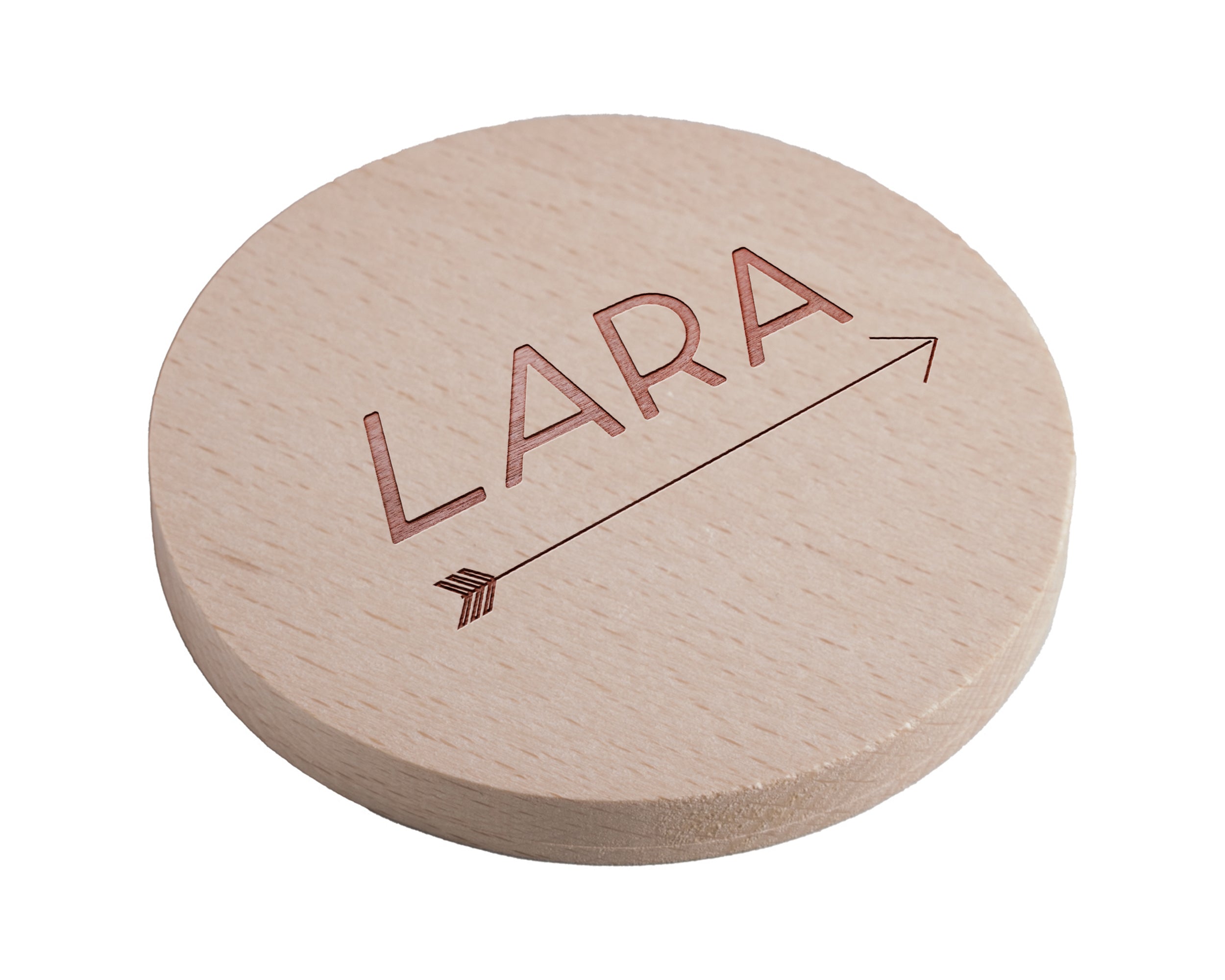 Personalised Pine Engraved Coaster Round - Norse Arrow