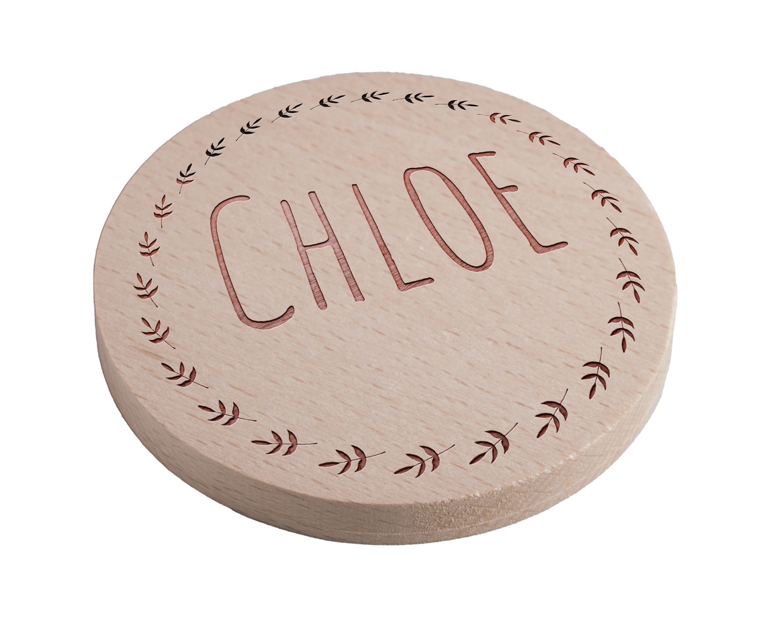 Personalised Pine Engraved Coaster Round - Round Dotted