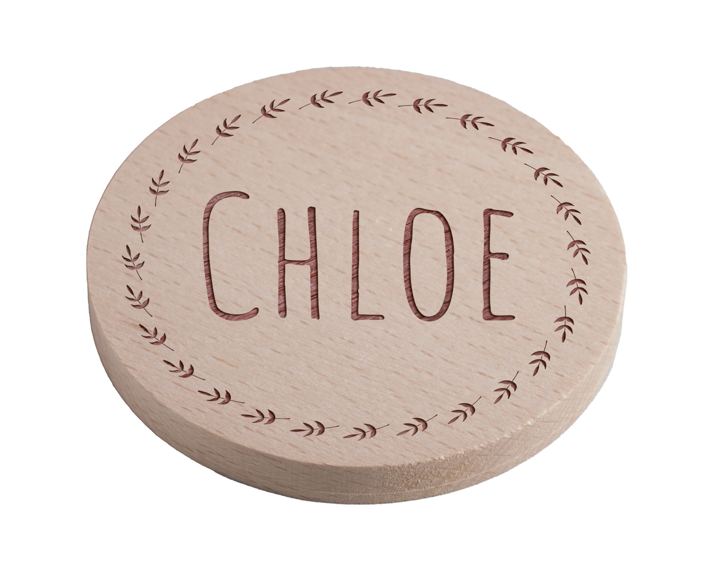 Personalised Pine Engraved Coaster Round - Round Dotted