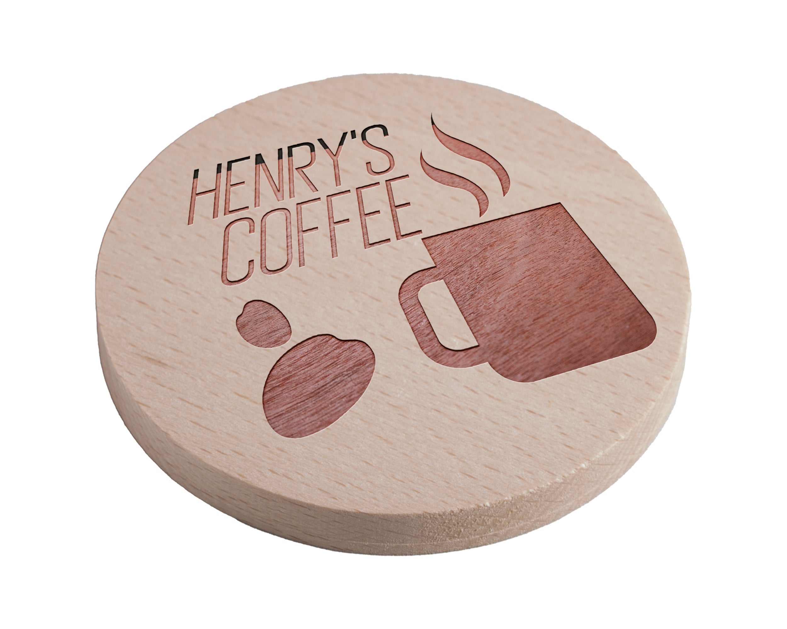 Personalised Pine Engraved Coaster Round - Big Cuppa