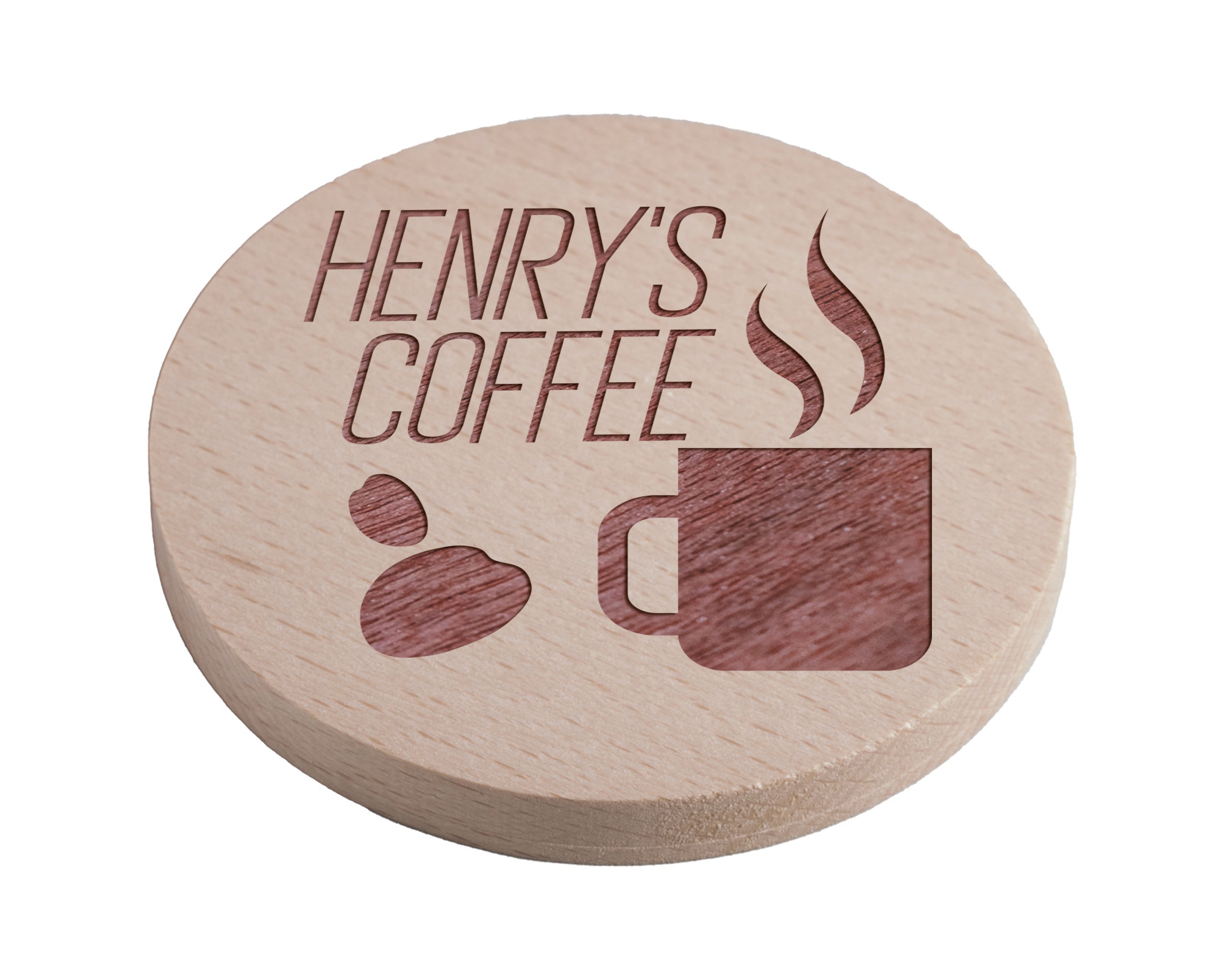 Personalised Pine Engraved Coaster Round - Big Cuppa