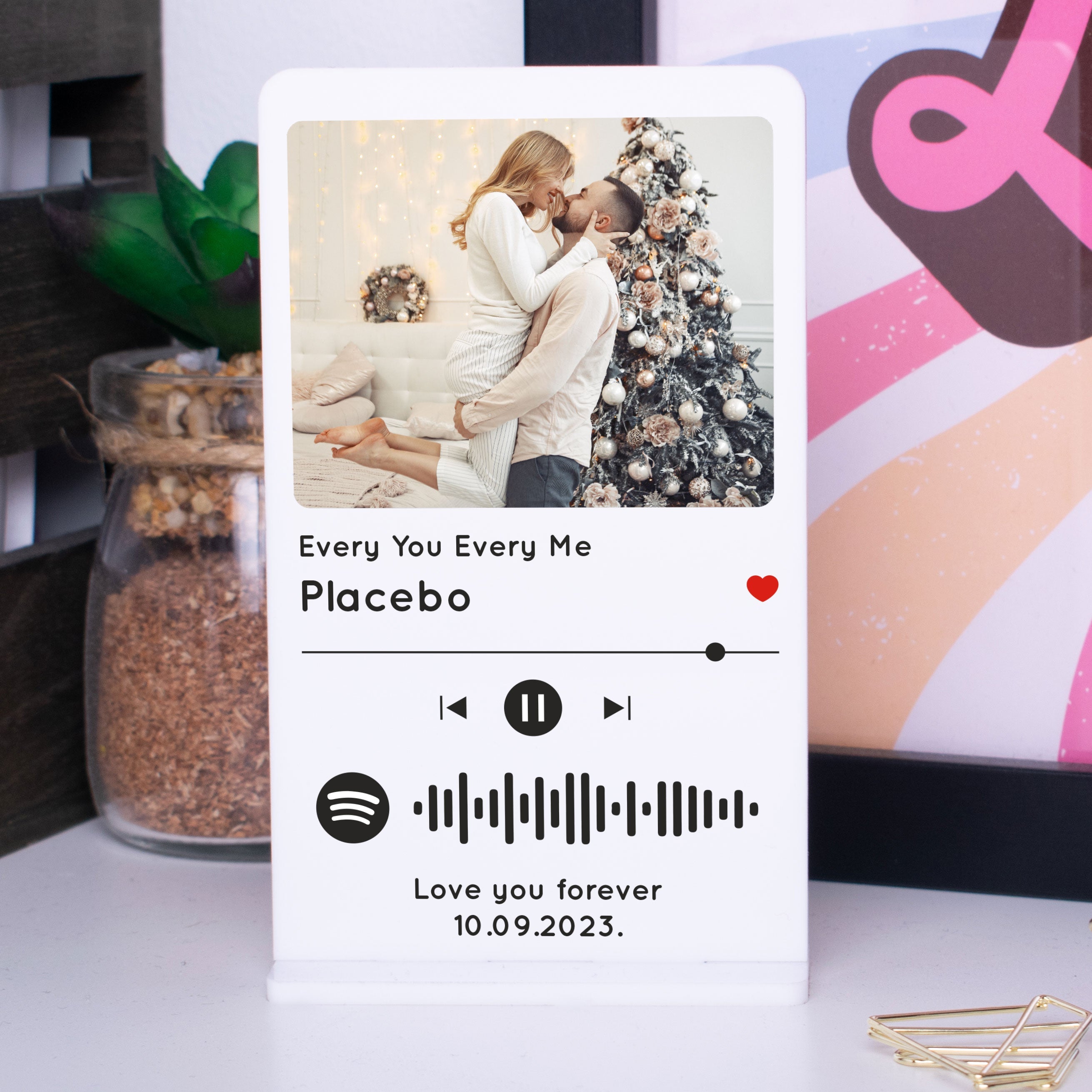 Personalised Spotify Code Acrylic Plaque, Custom Printed Acrylic Song Album Cover with Photo, Customised Music Picture Plaque