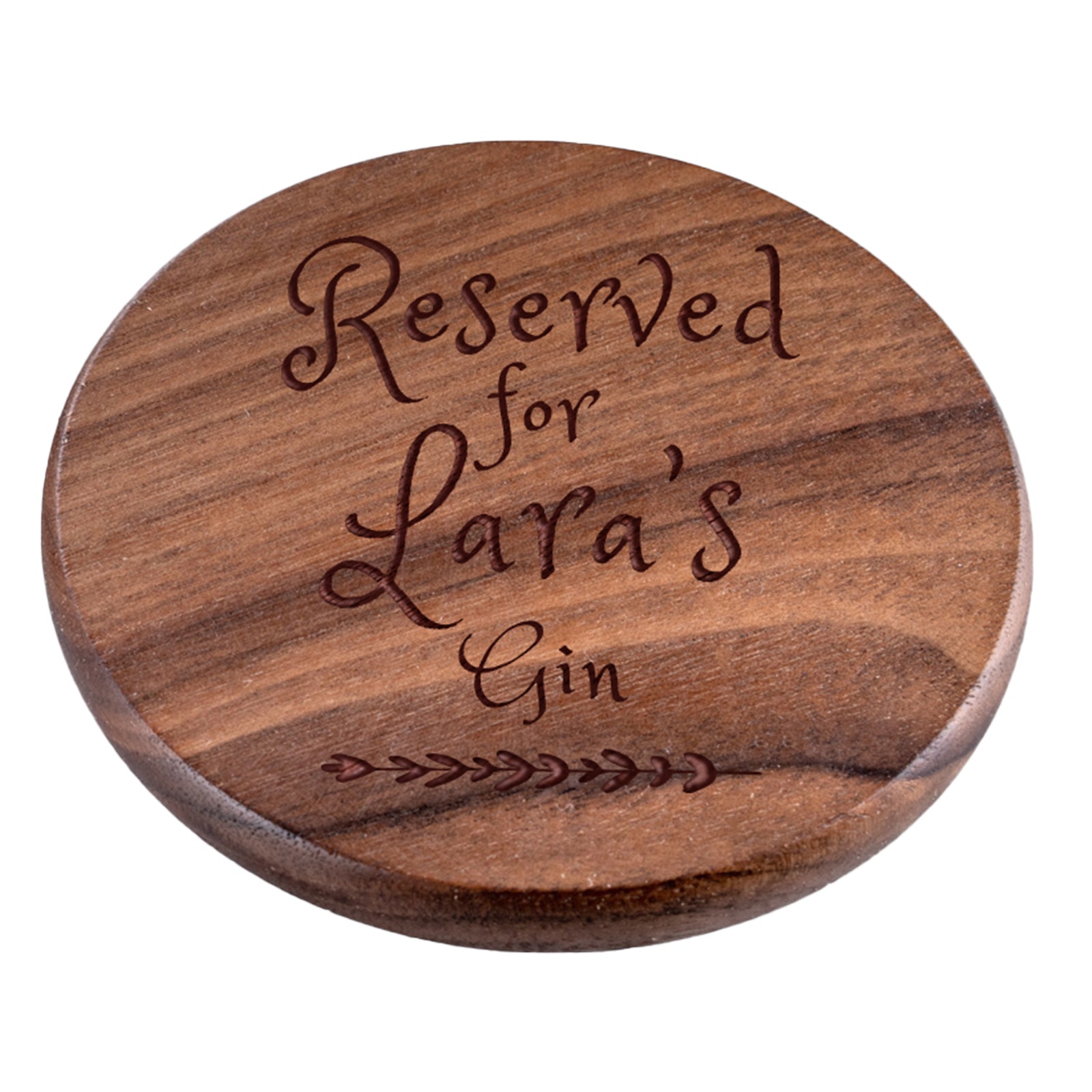 Personalised Engraved Walnut Coaster Round - Bold