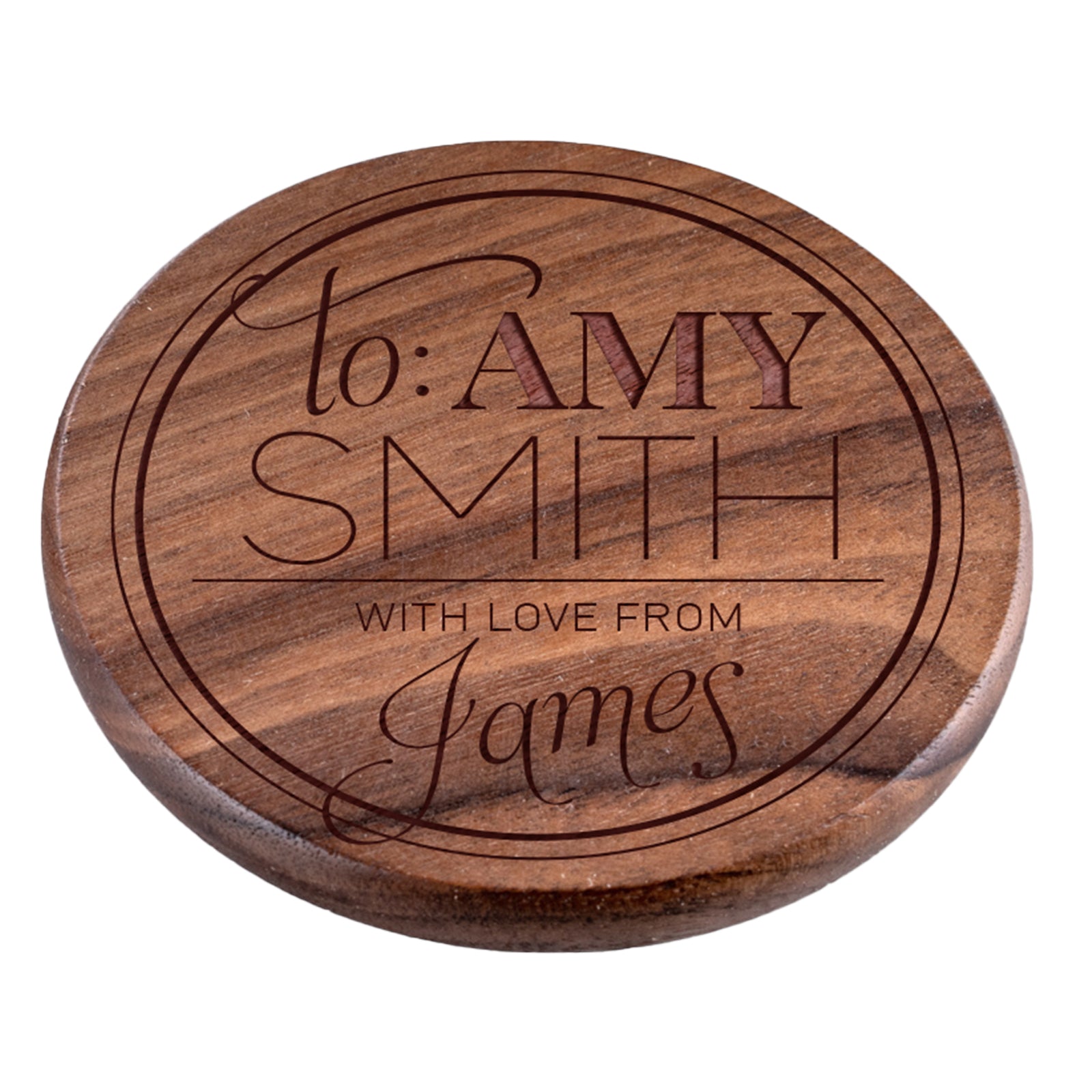 Personalised Engraved Walnut Coaster Round -  For Her