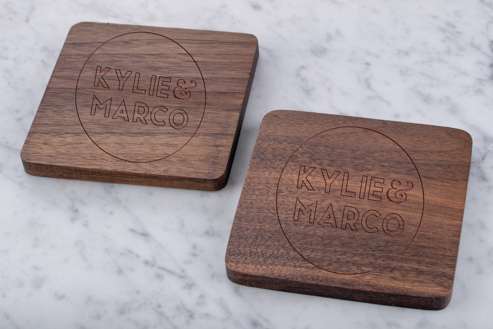 Personalised Engraved Wooden Walnut Coaster - Circular