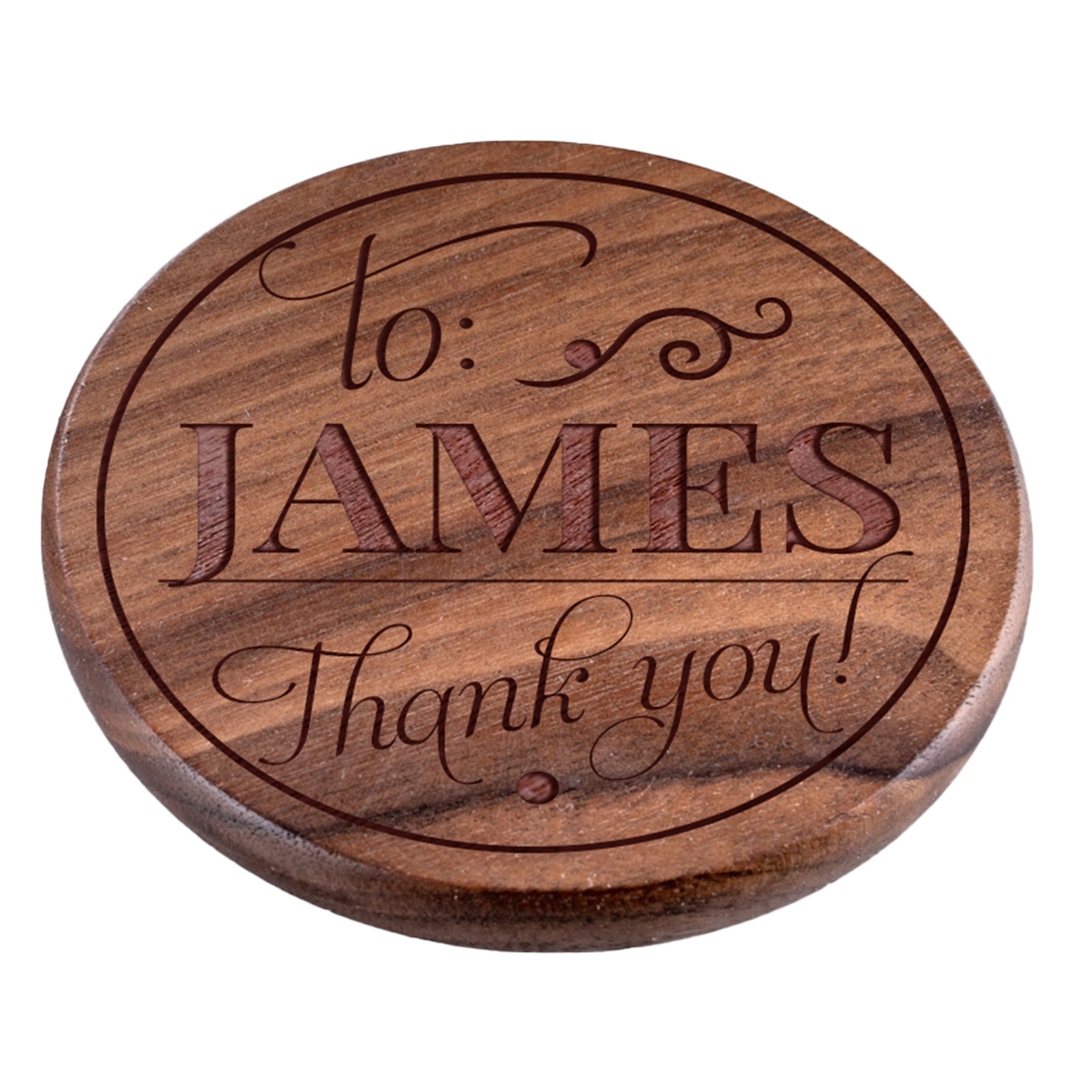 Personalised Engraved Walnut Coaster Round - Drinks All Round