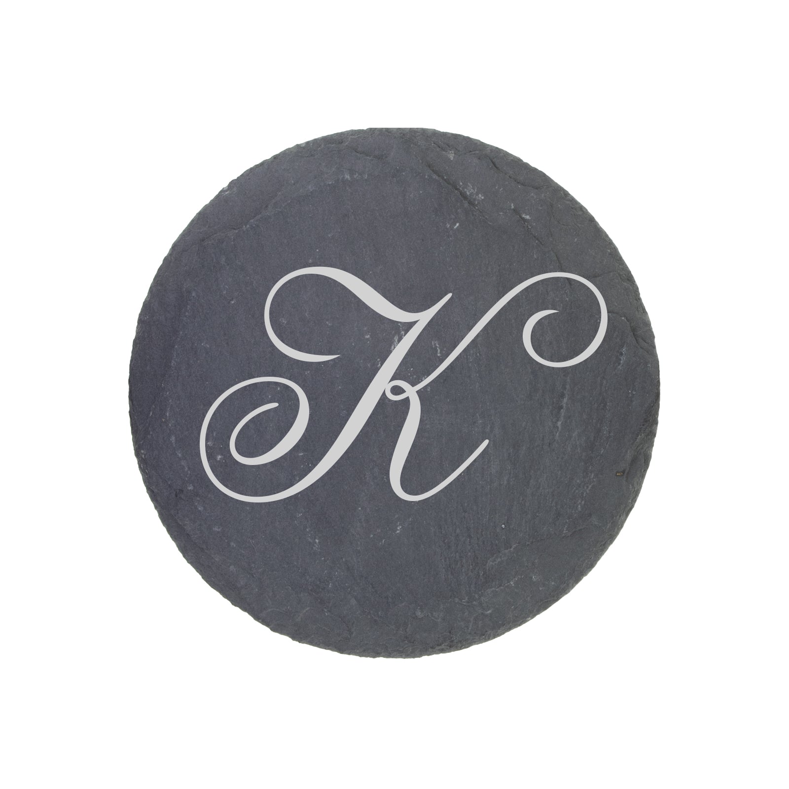 Personalised Engraved Slate Coaster Round - Cursive Lettering